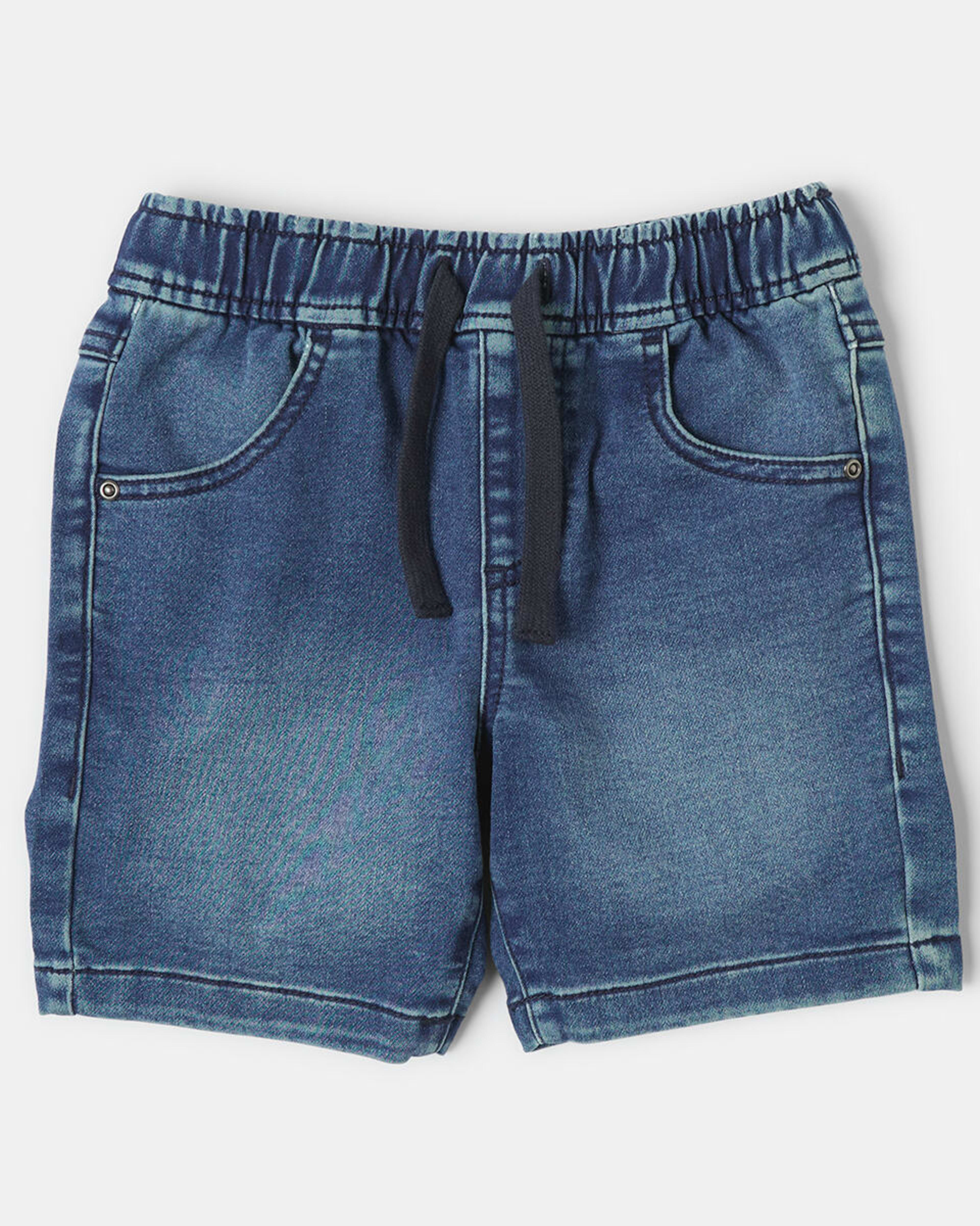 6 Knit Denim Shorts Mid Wash, 6 of 7