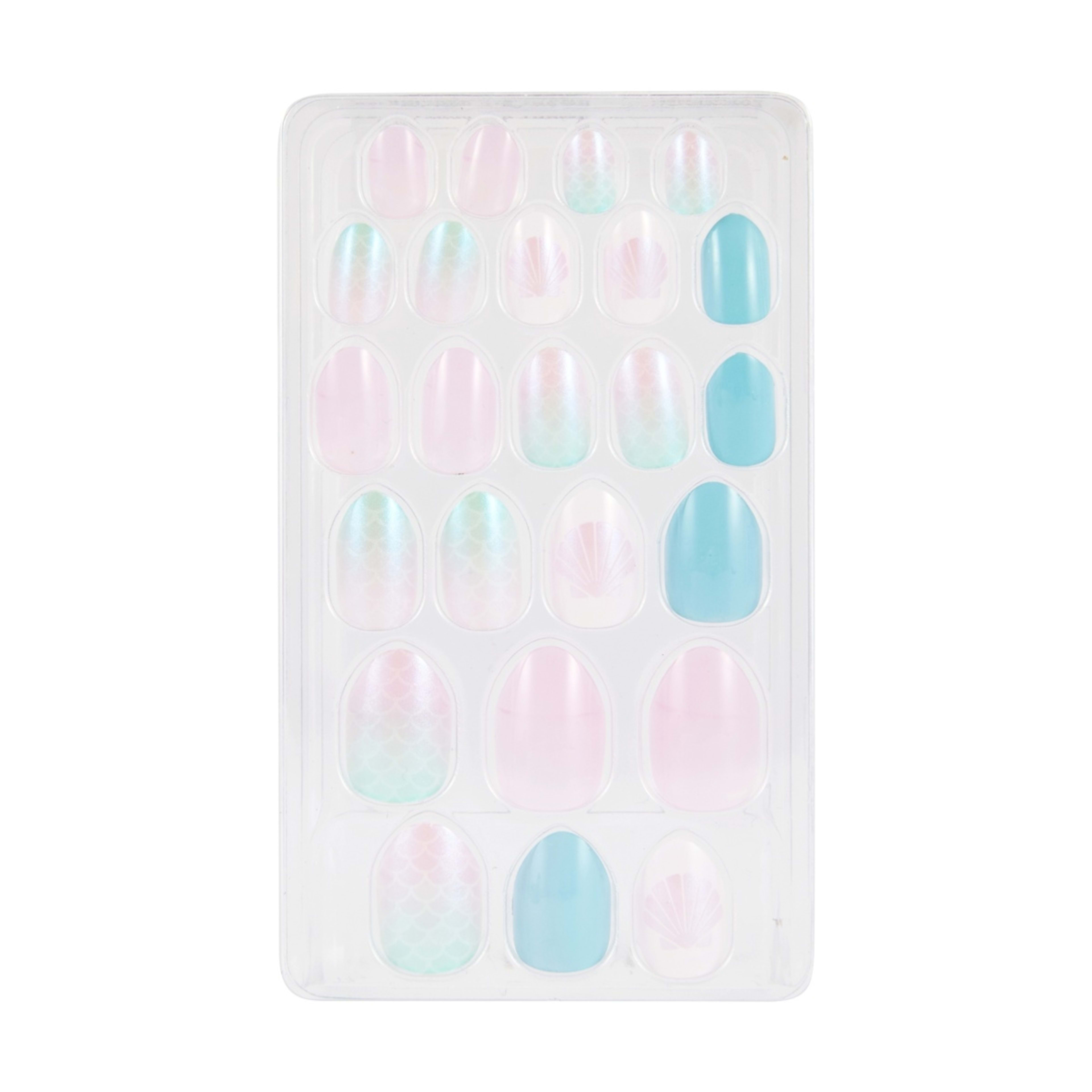 3 OXX Junior 24 Pack Kids Pre-Glued Stick-On Nails - Mermaid, 3 of 5