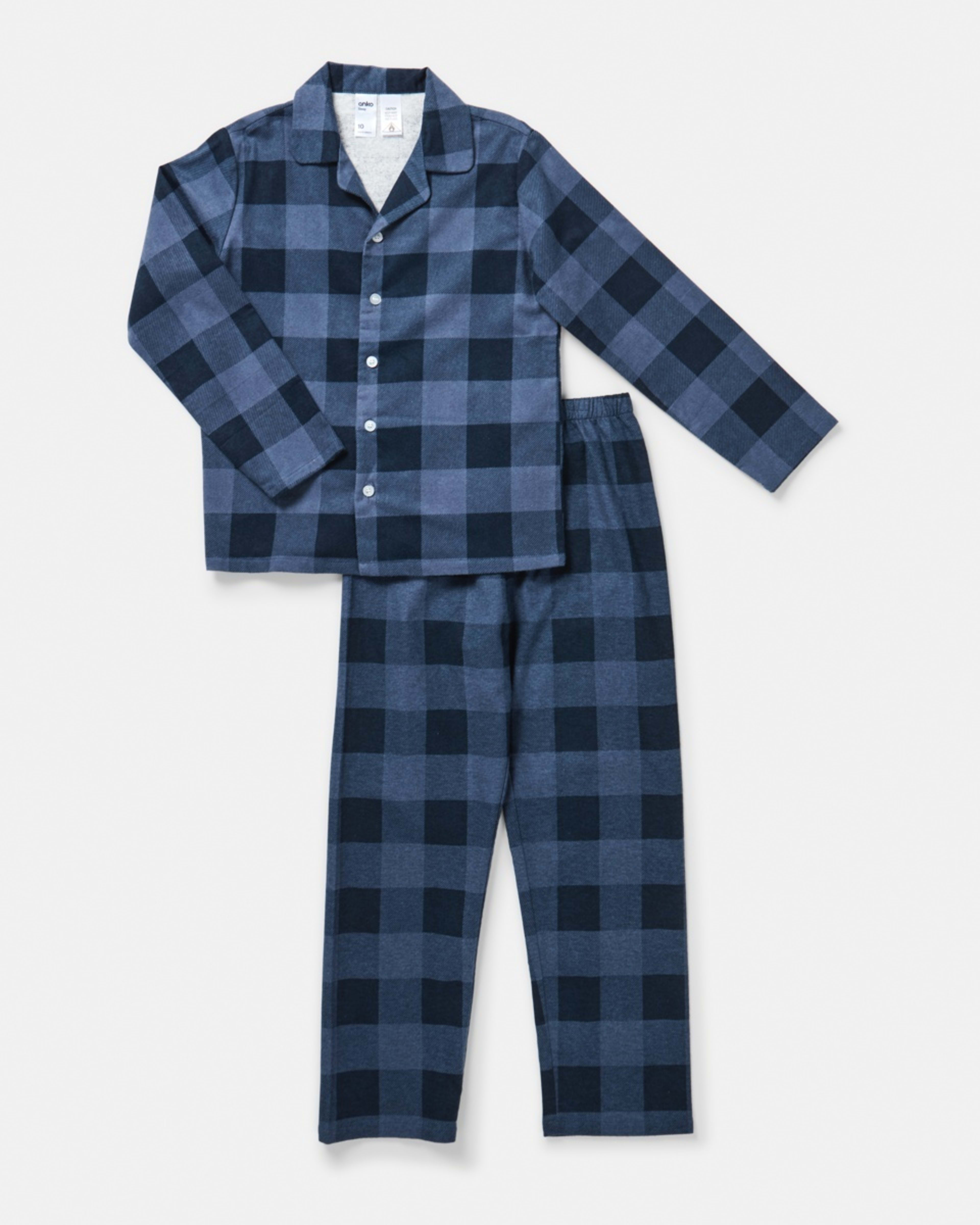 6 Flannelette Pyjama Set Navy Check, 6 of 9