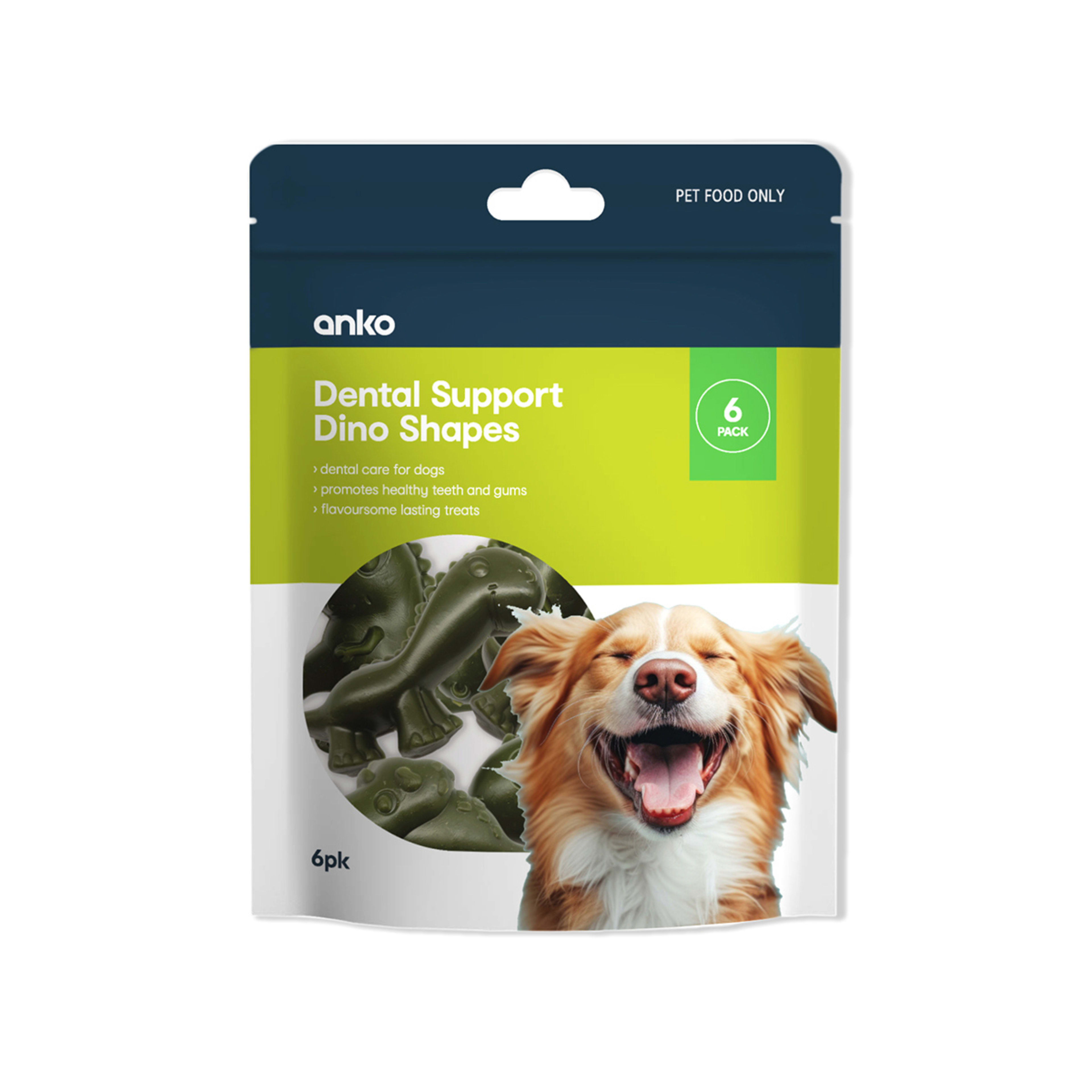 1 6 Pack Pet Treat Dental Bites Dino Shapes