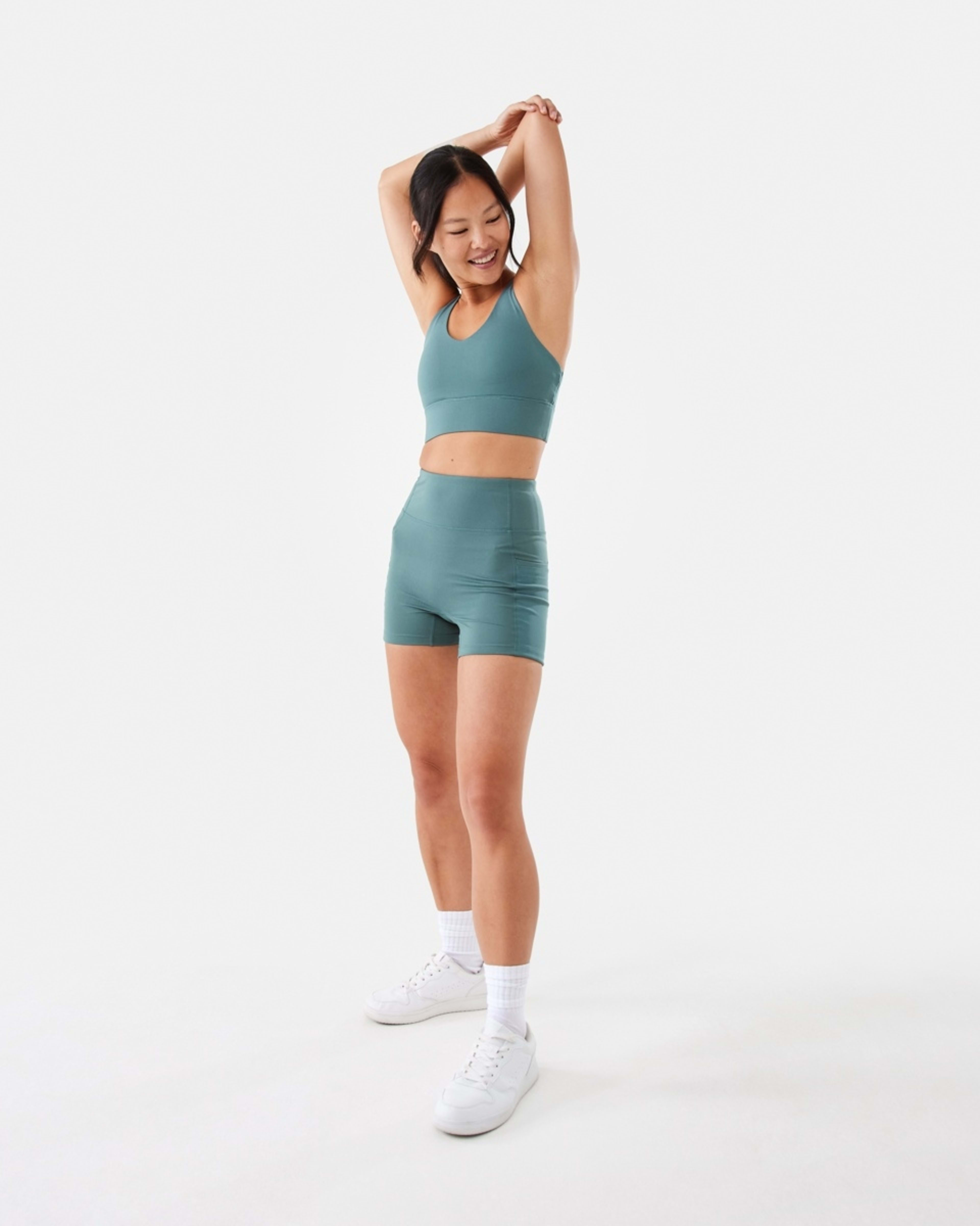 3 Active Womens Ultrasoft Strappy Crop Top Petrol Green, 3 of 8