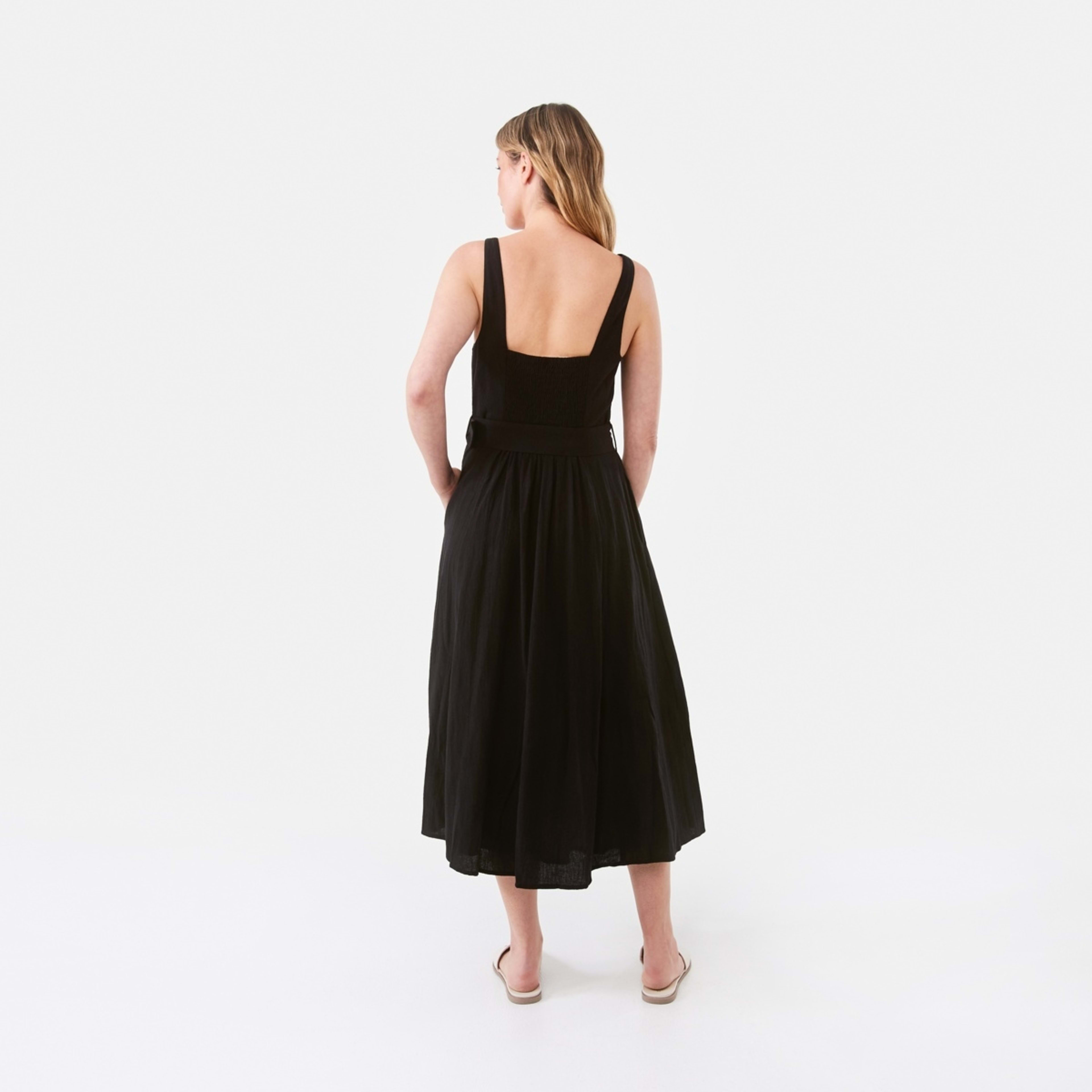 3 Sleeveless Panel Detail Midi Dress Black, 3 of 7