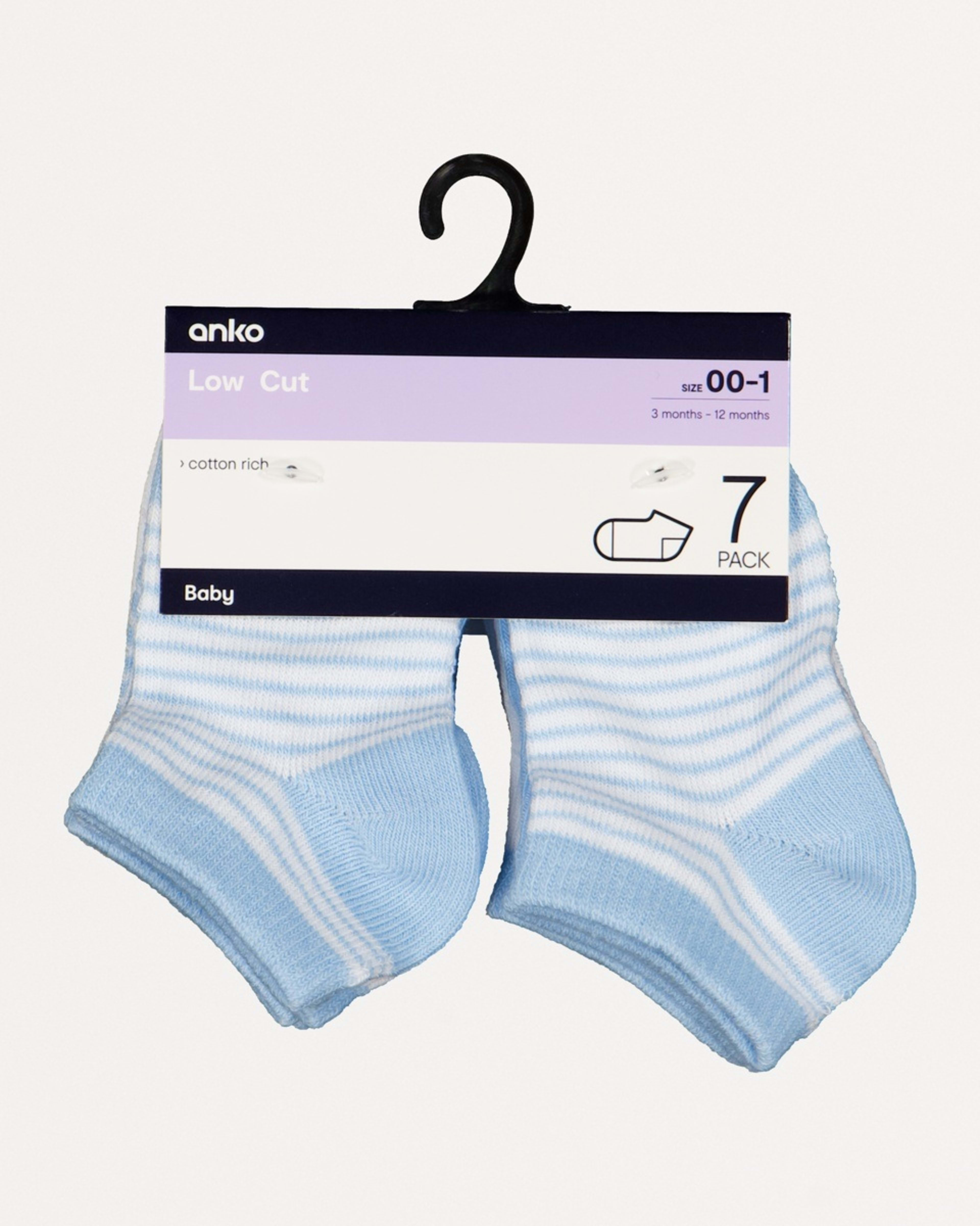 2 7 Pack Low Cut Socks Blue Mix, 2 of 2