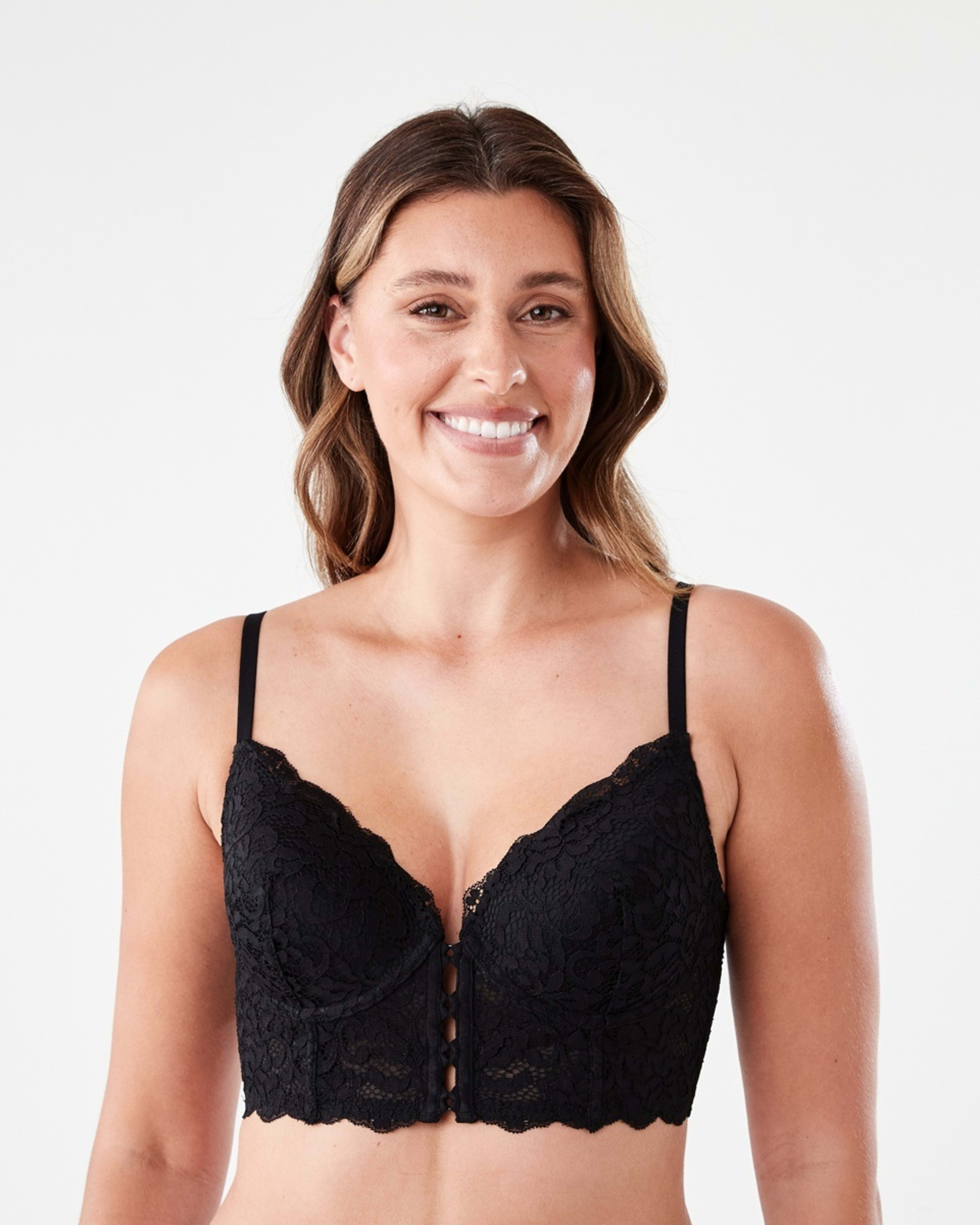 1 Co-ordinated Lace Push-Up Corset Bra BLACK