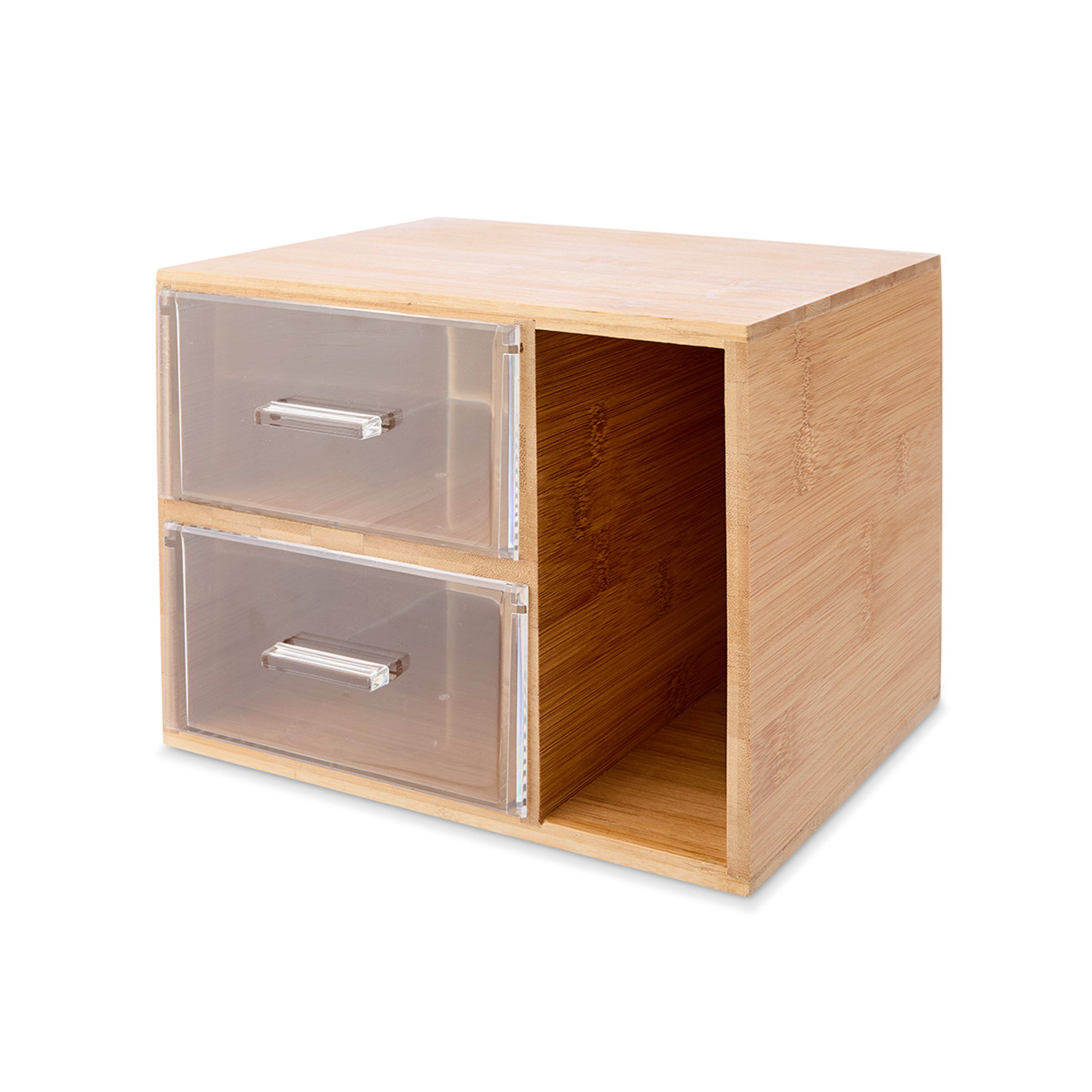 3 Bamboo and Plastic Square 2 Drawers, 3 of 8