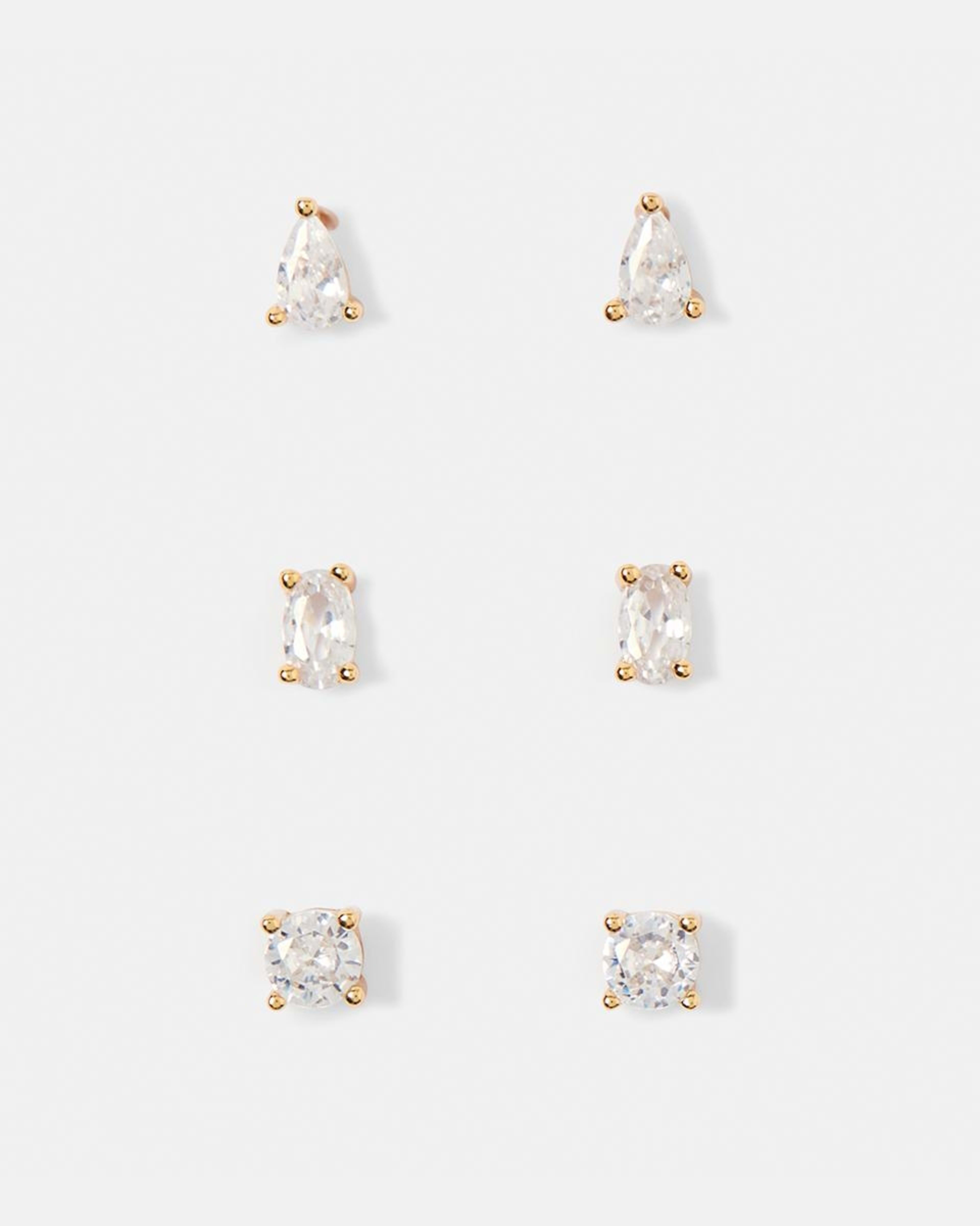 1 3 Pack Gold Plated Stacking Earrings Gold