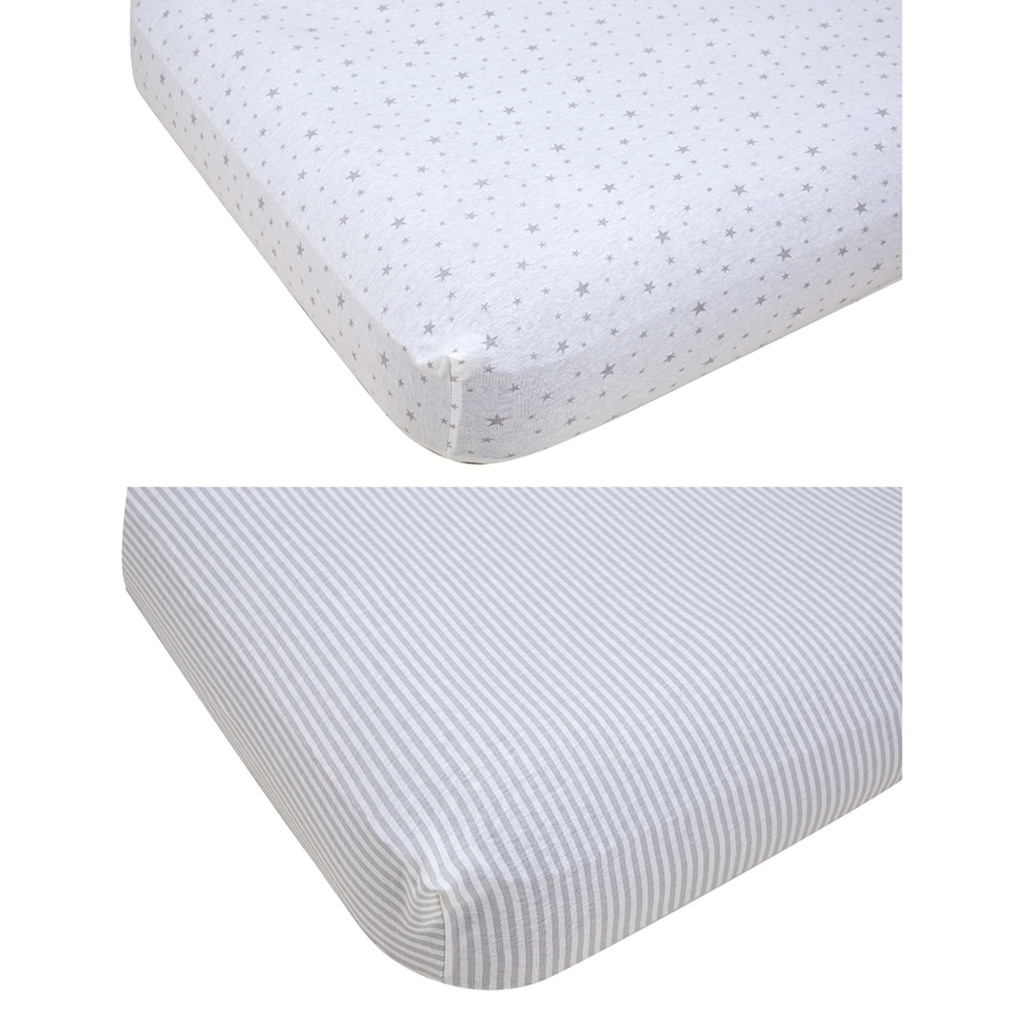 2 Pack Organic Cotton Jersey Fitted Cot Sheets Stars Kmart