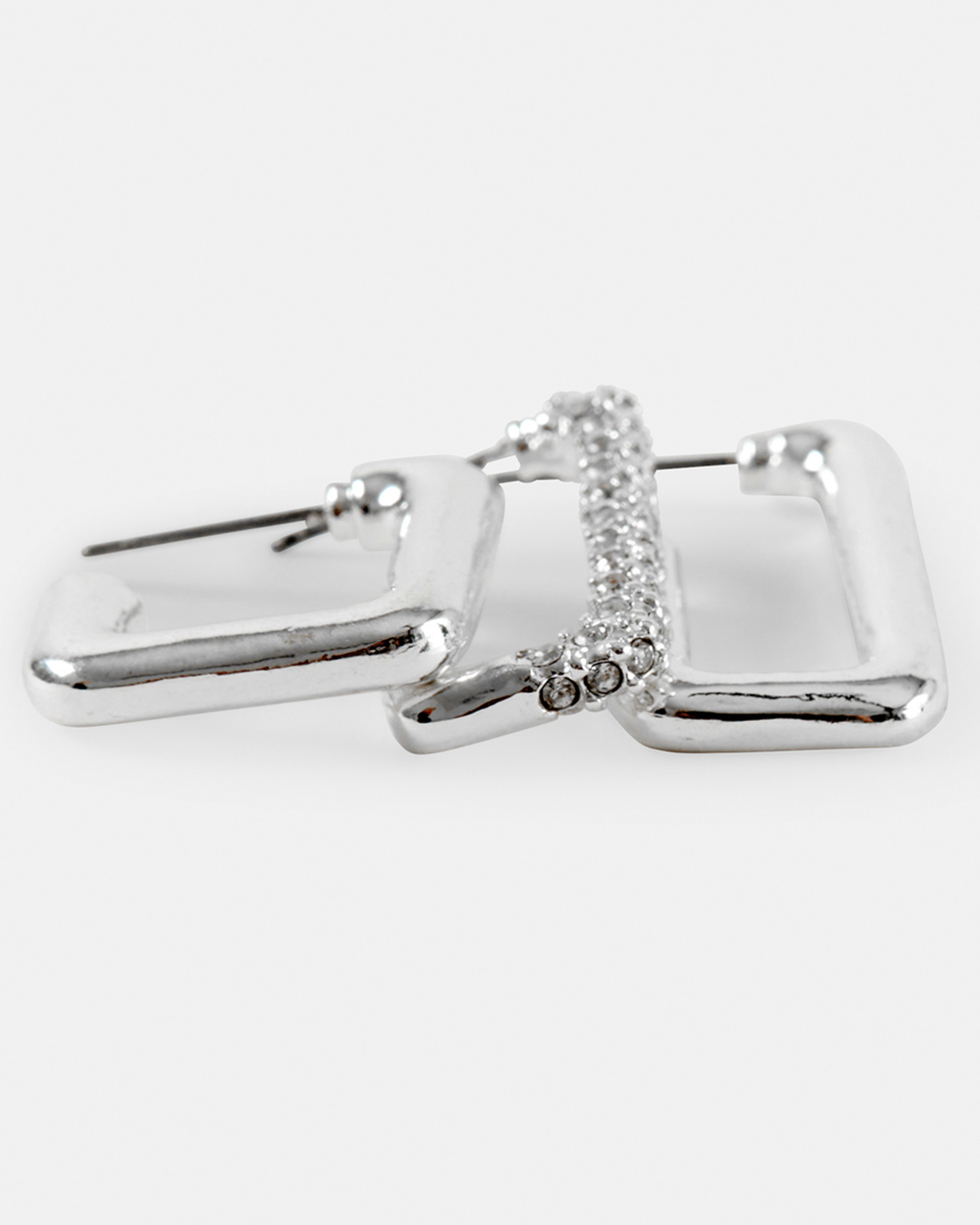 3 3 Pack Square Hoop Earrings - Silver Tone Silver, 3 of 5
