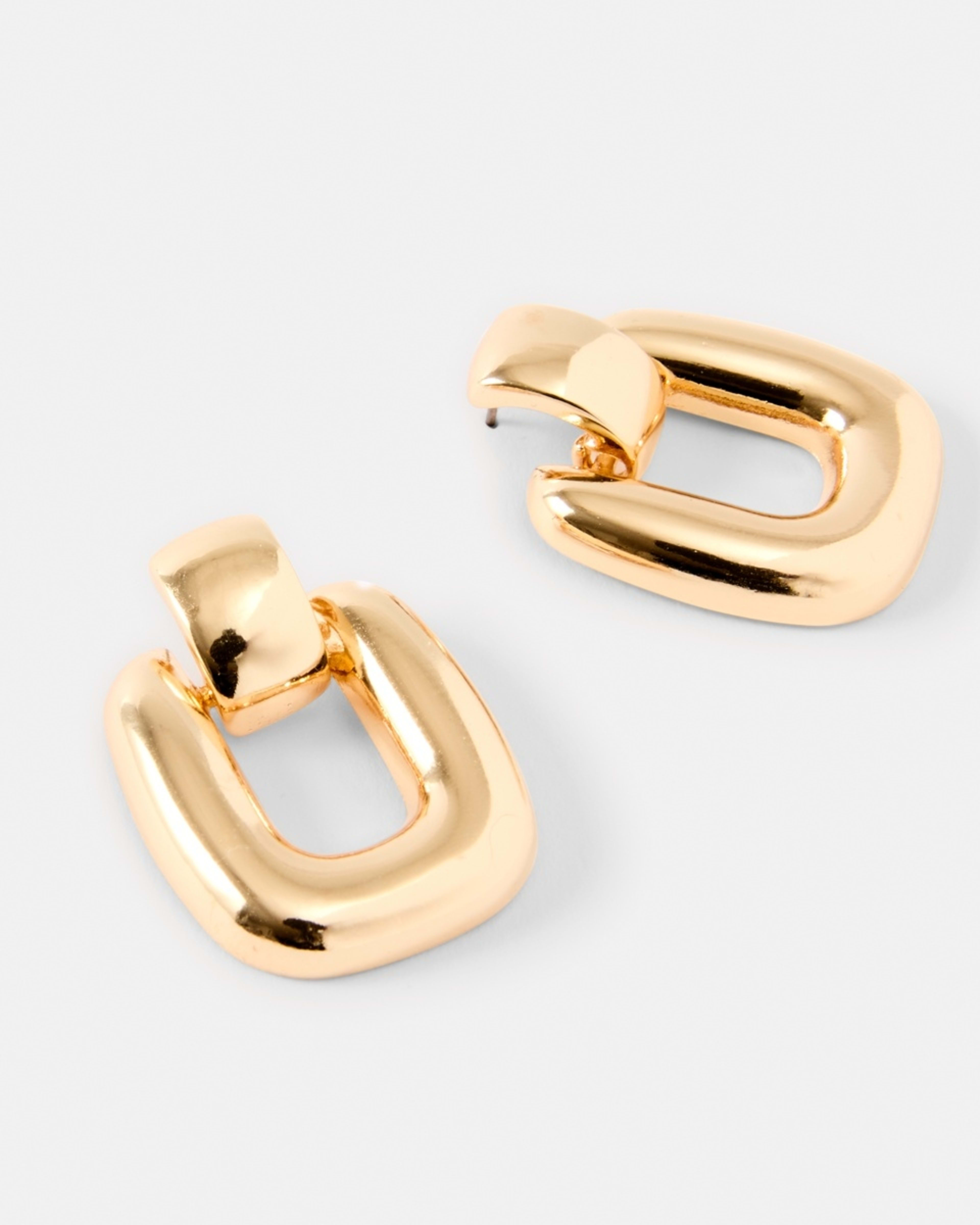 3 Square Doorknocker Earrings - Gold Tone Gold, 3 of 5