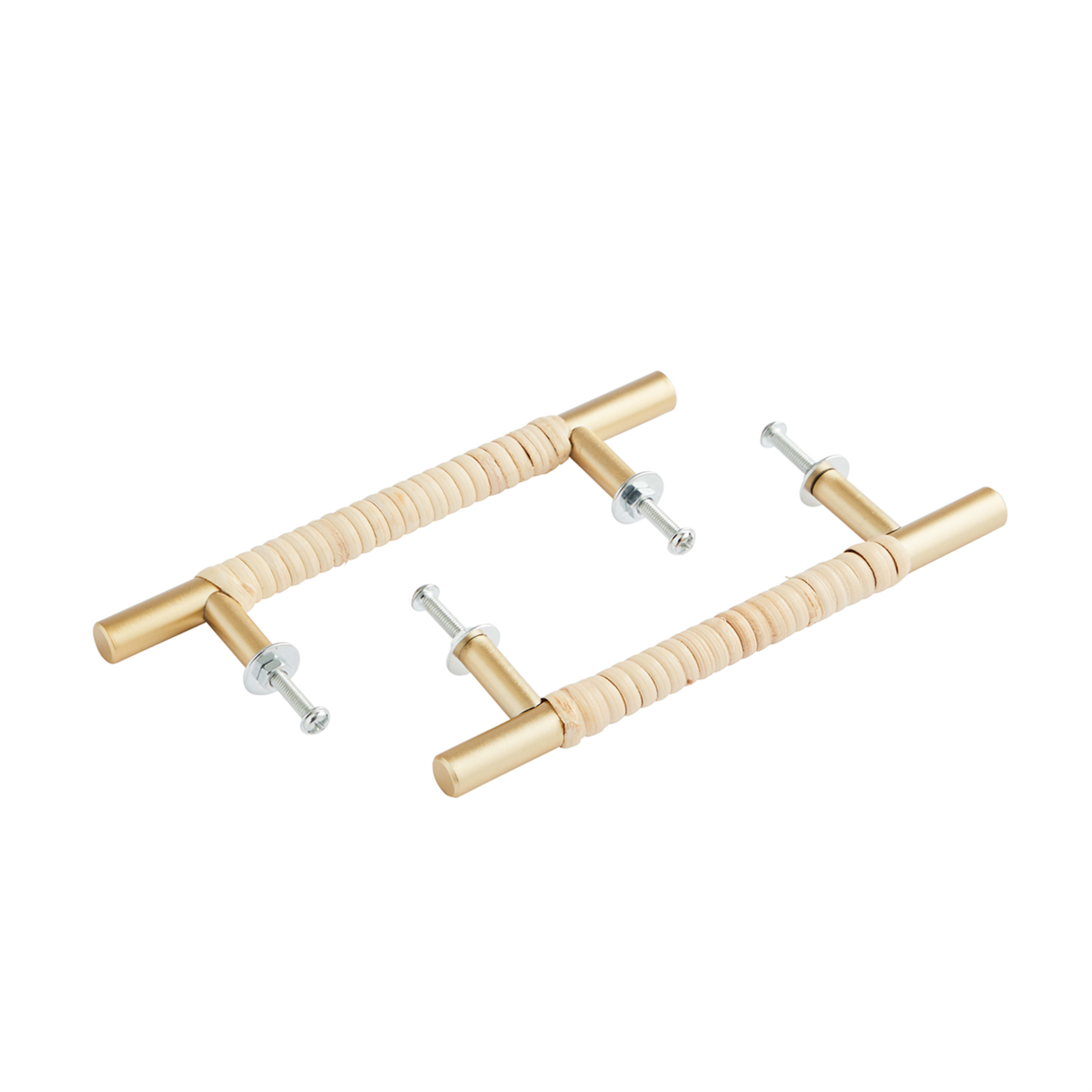 2 Pack Rattan & Gold Look Handles Kmart