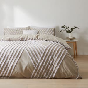 Phoenix Cotton Quilt Cover Set - Queen Bed, Beige