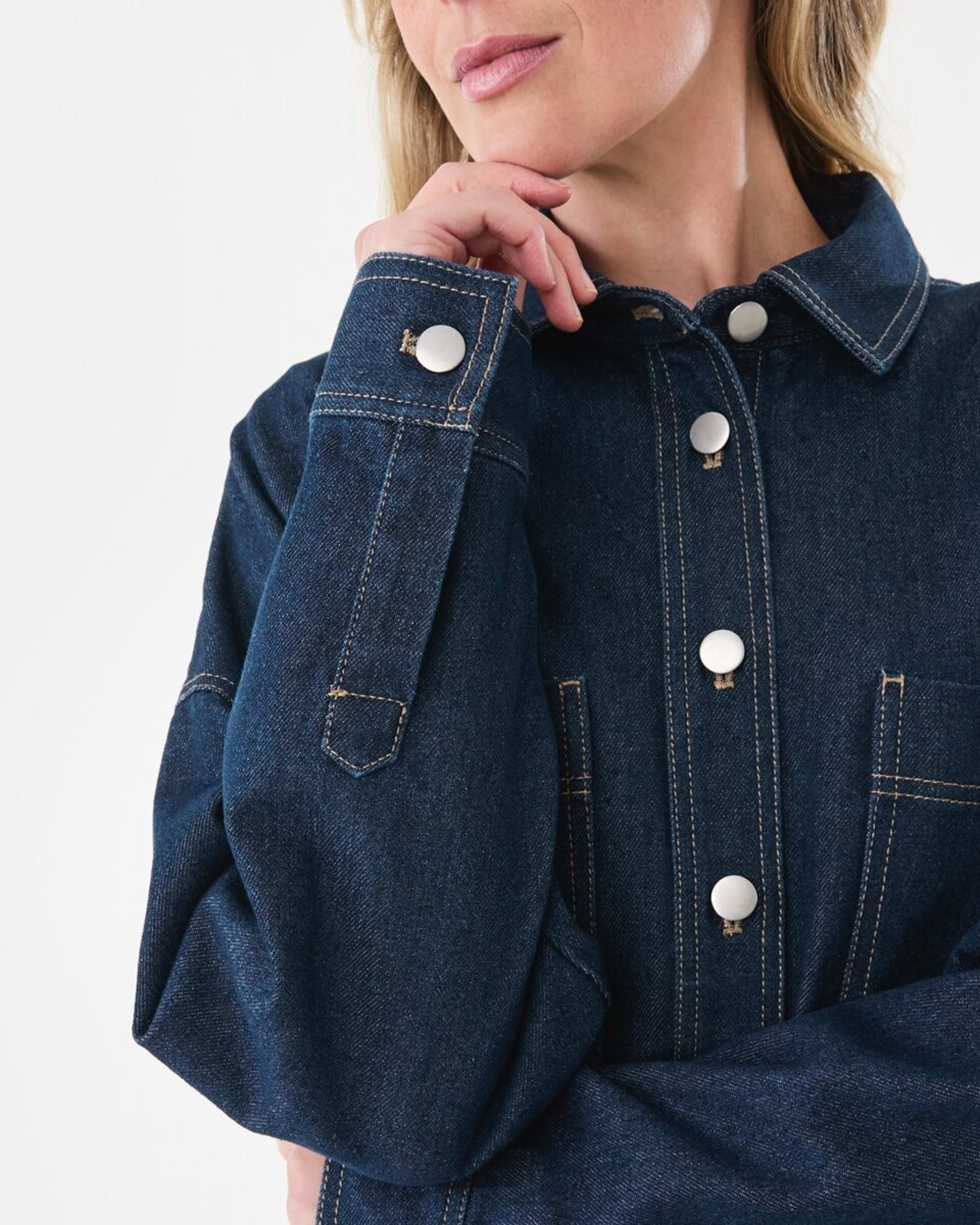 6 Long Sleeve Denim Shirt Dark Wash, 6 of 8