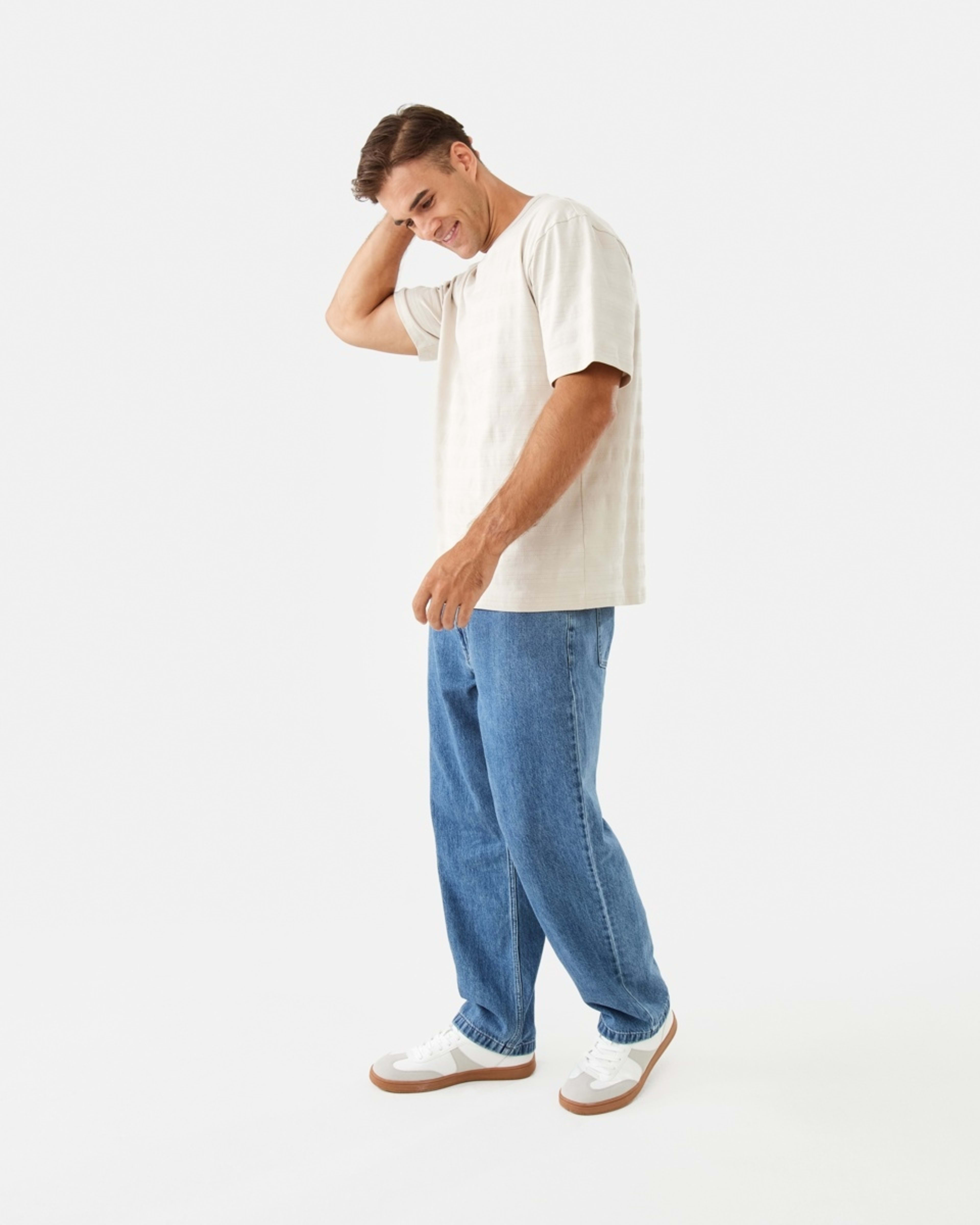 3 Oversized Textured T-shirt Bge Dune, 3 of 6