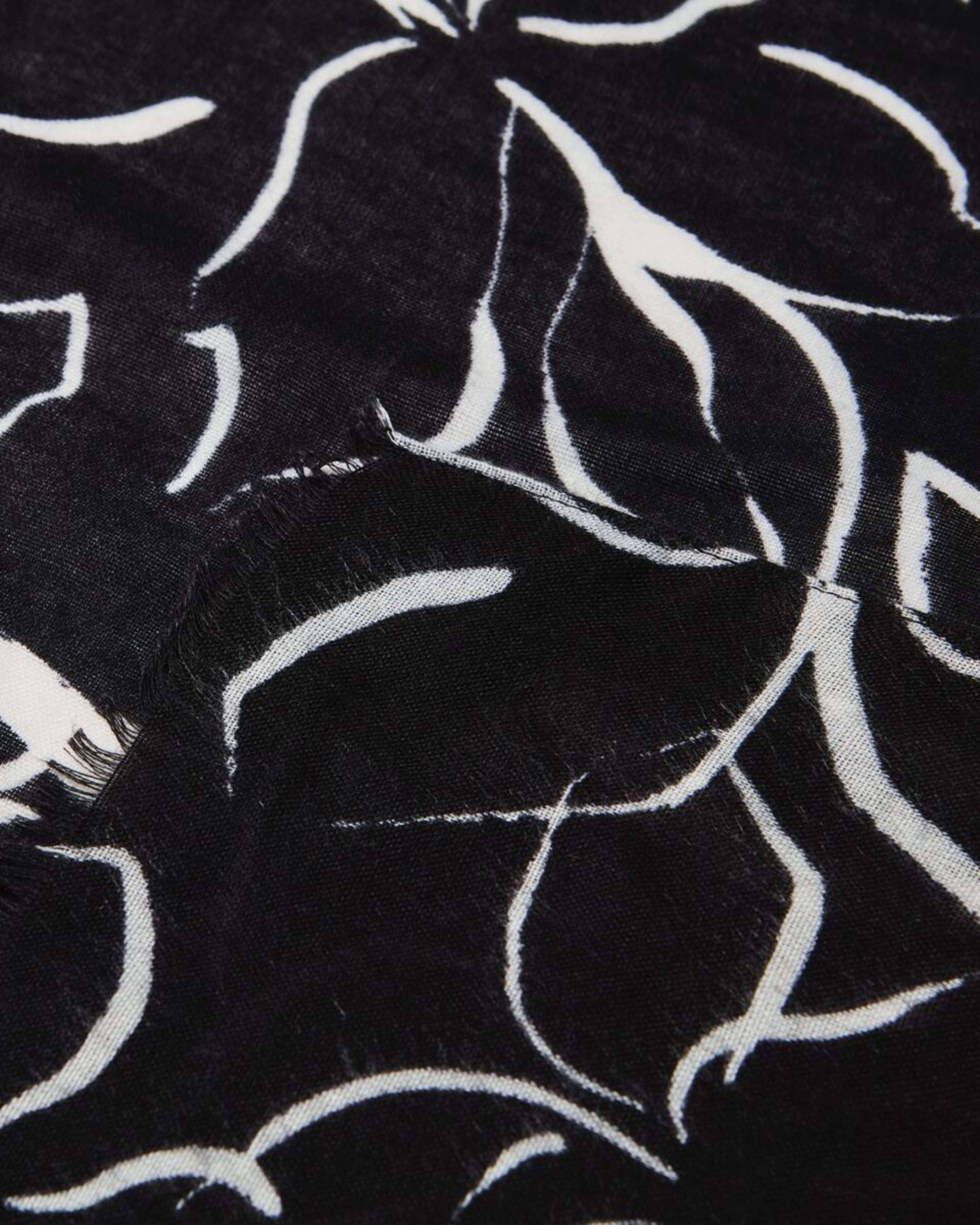 2 Lightweight Scarf Sketch Floral Black Nat Beige, 2 of 3