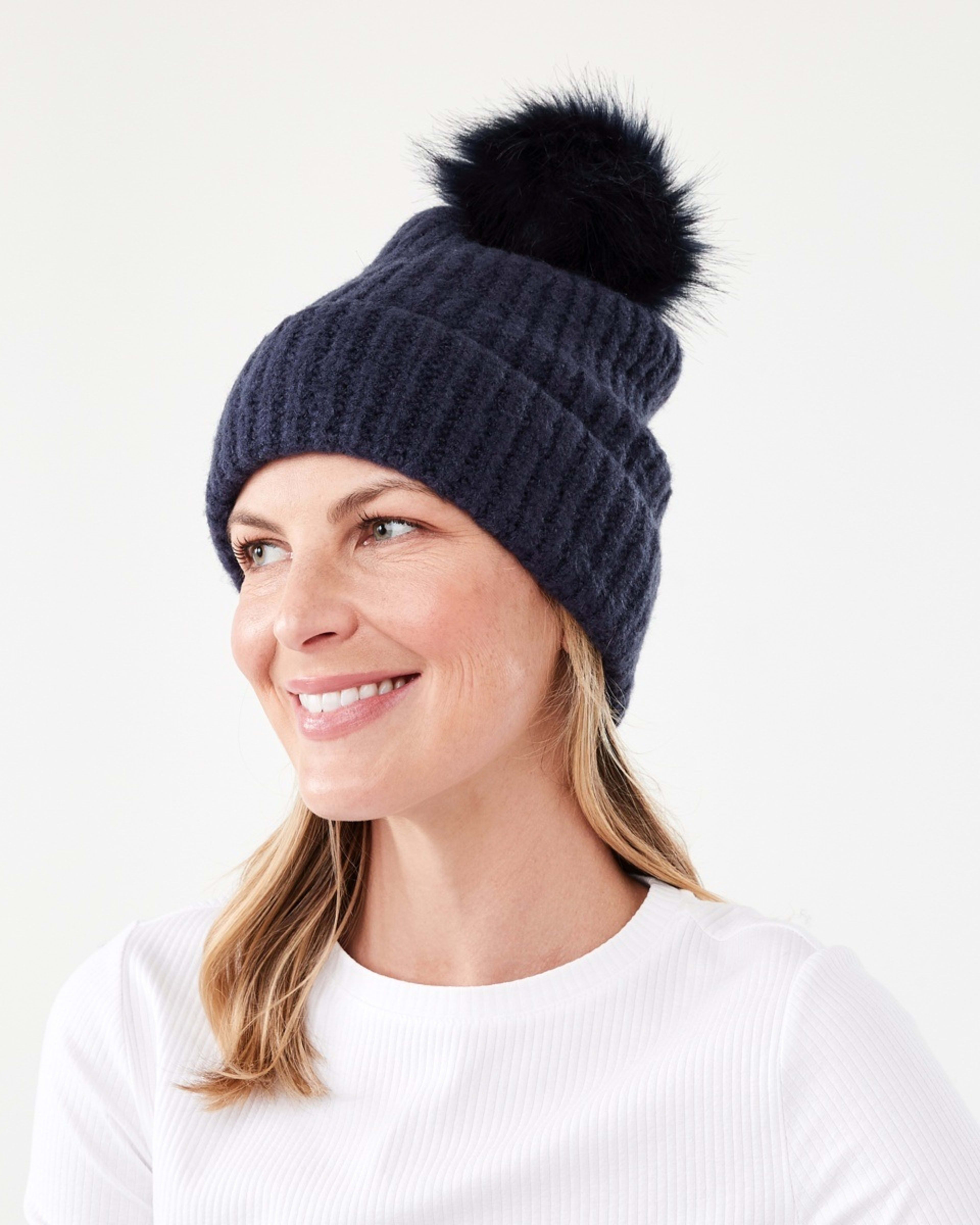 5 Rib Pom Pom Beanie Fluid Navy, 5 of 5