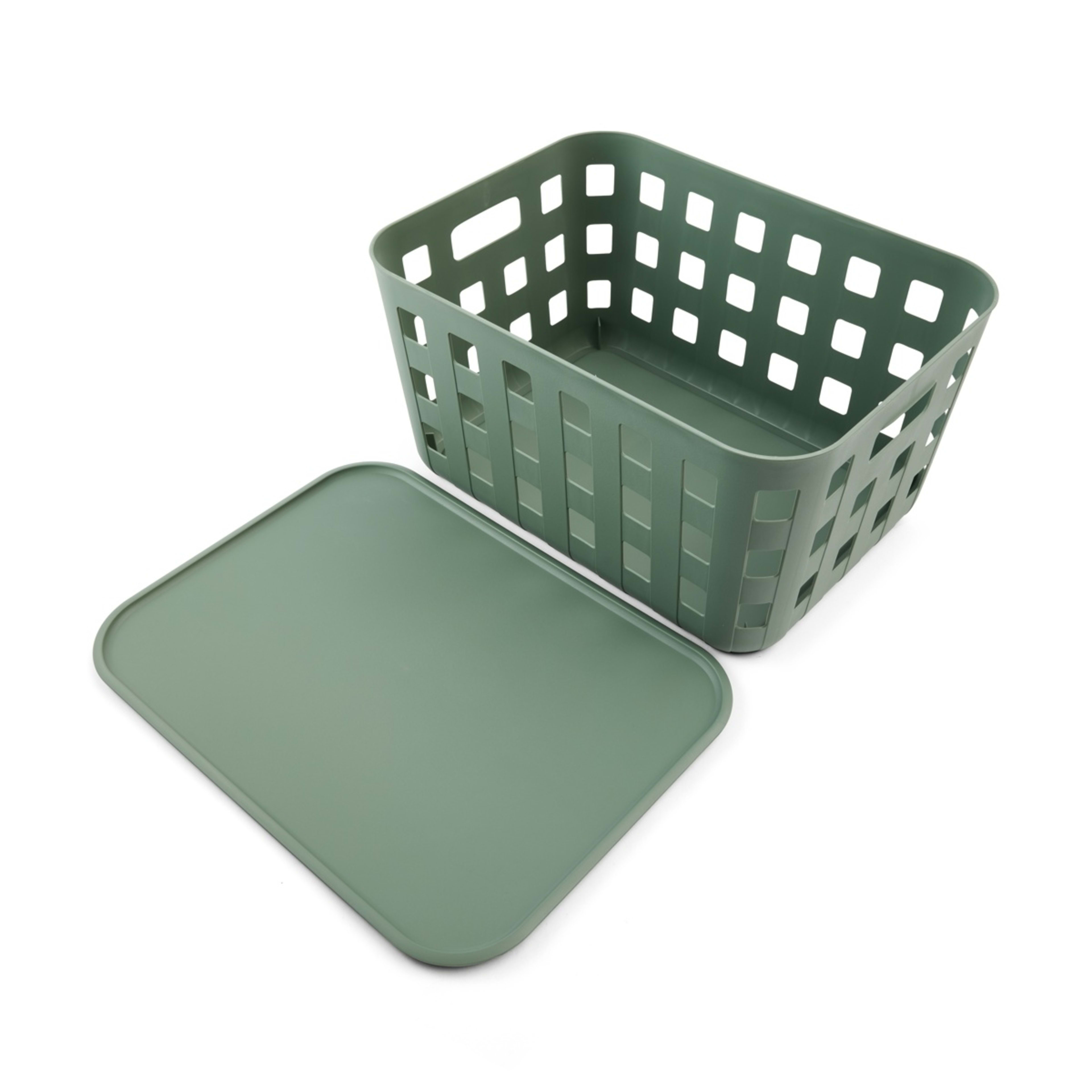 4 28L Rectangle Trellis Basket with Lid - Green, 4 of 9