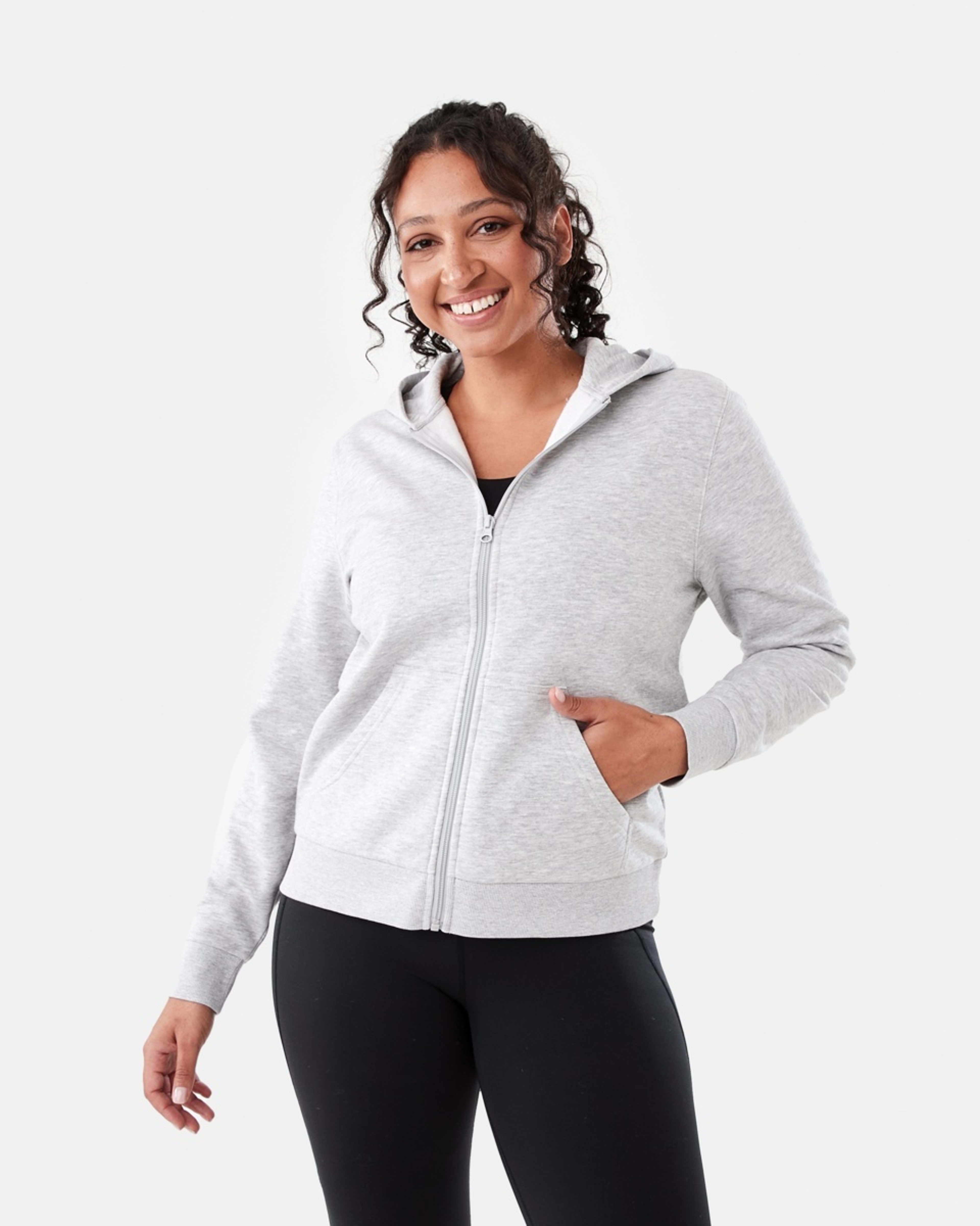 2 Active Womens Zip Through Hoodie SOFT GREY MARLE, 2 of 7