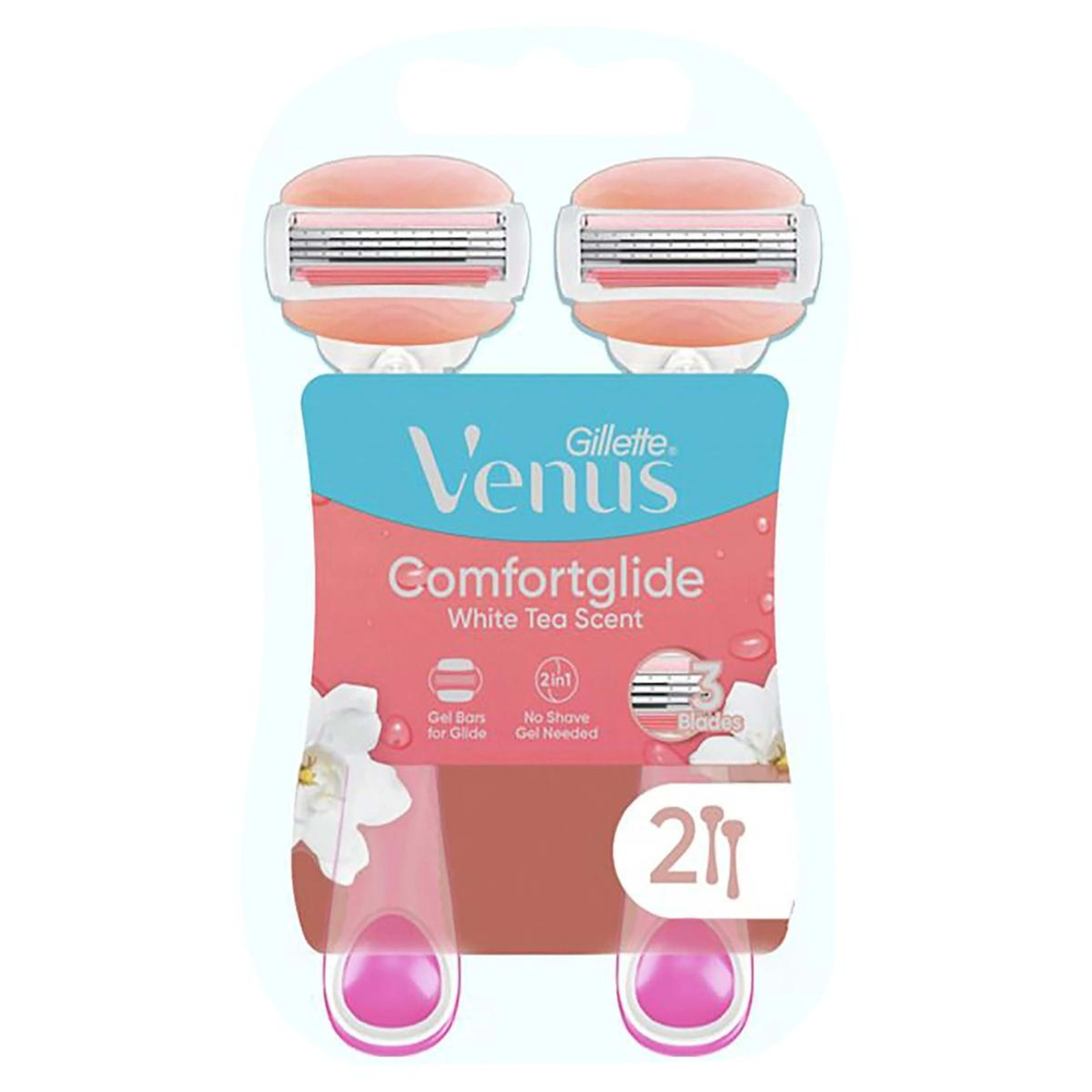 1 2 Pack Gillette Venus 2 in 1 Razor Plus Shave Gel Bars, 1 of 7