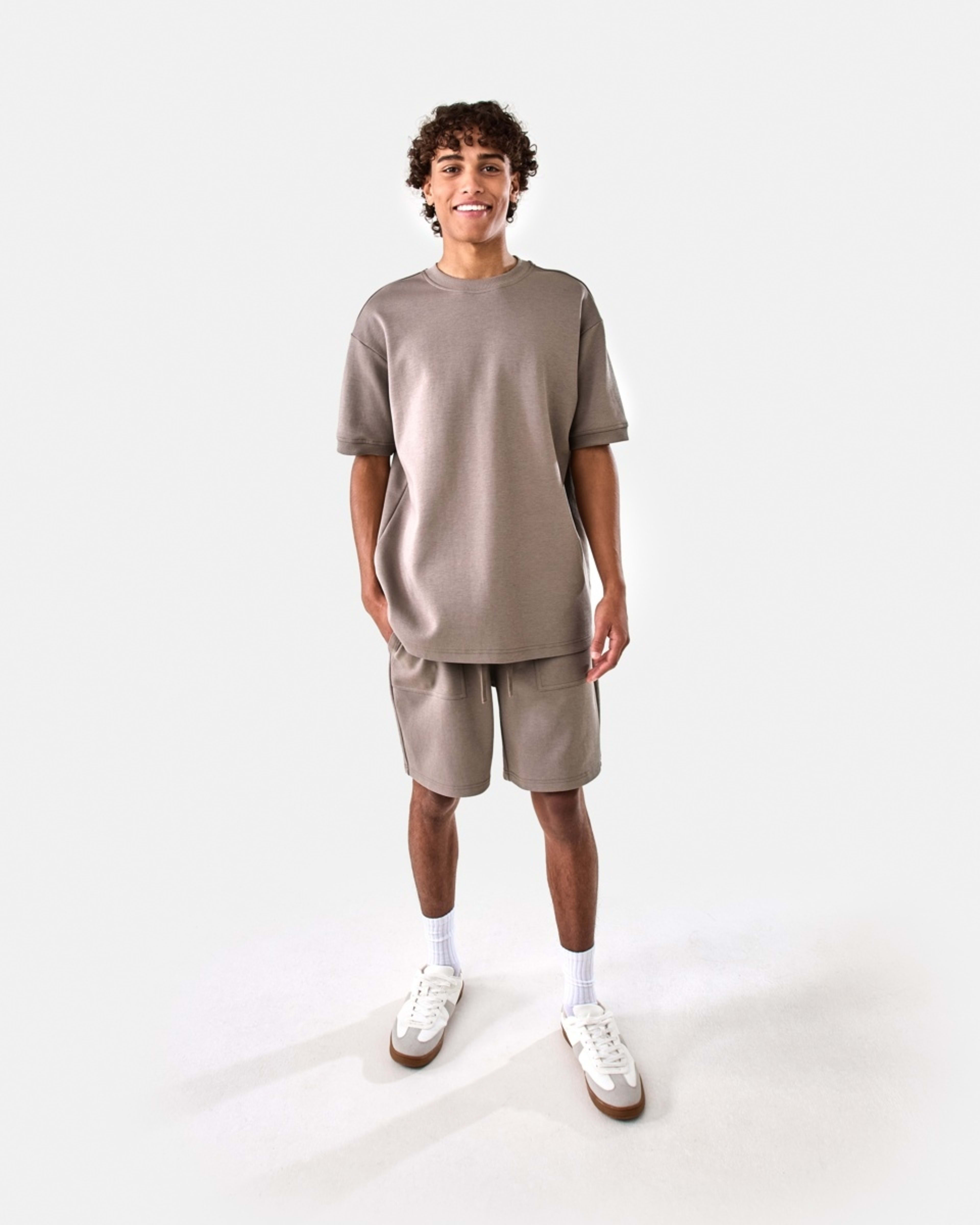 2 Elastic Waist Interlock Knit Shorts DRIFT BROWN, 2 of 7