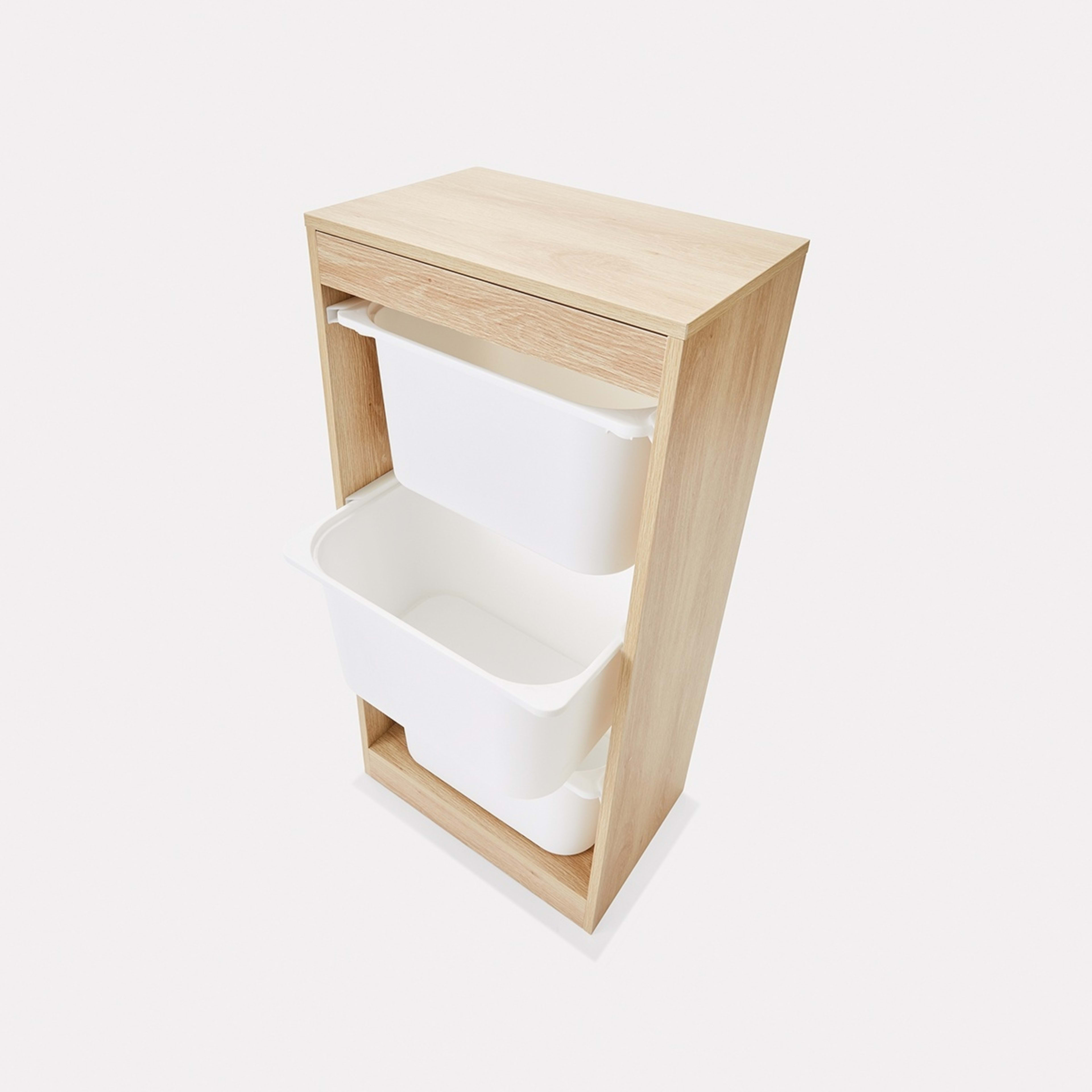 5 Kids 3-Tub Storage Organiser - Oak Look, 5 of 7