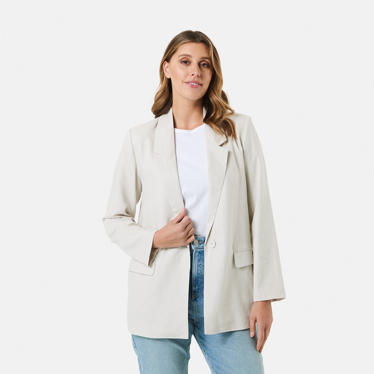 Linen Blend Blazer Kmart