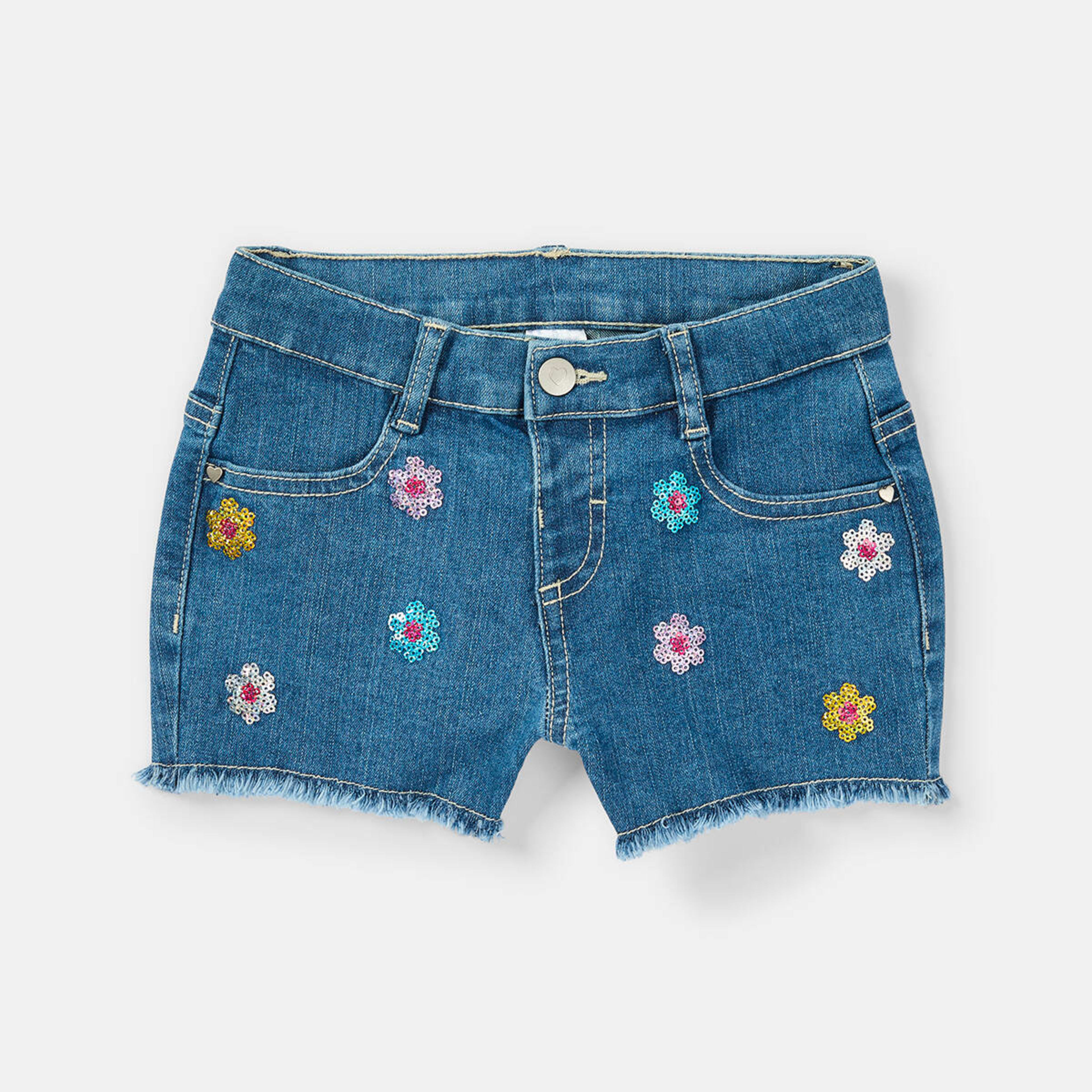 7 Sequin Denim Shorts Blu Flower, 7 of 8