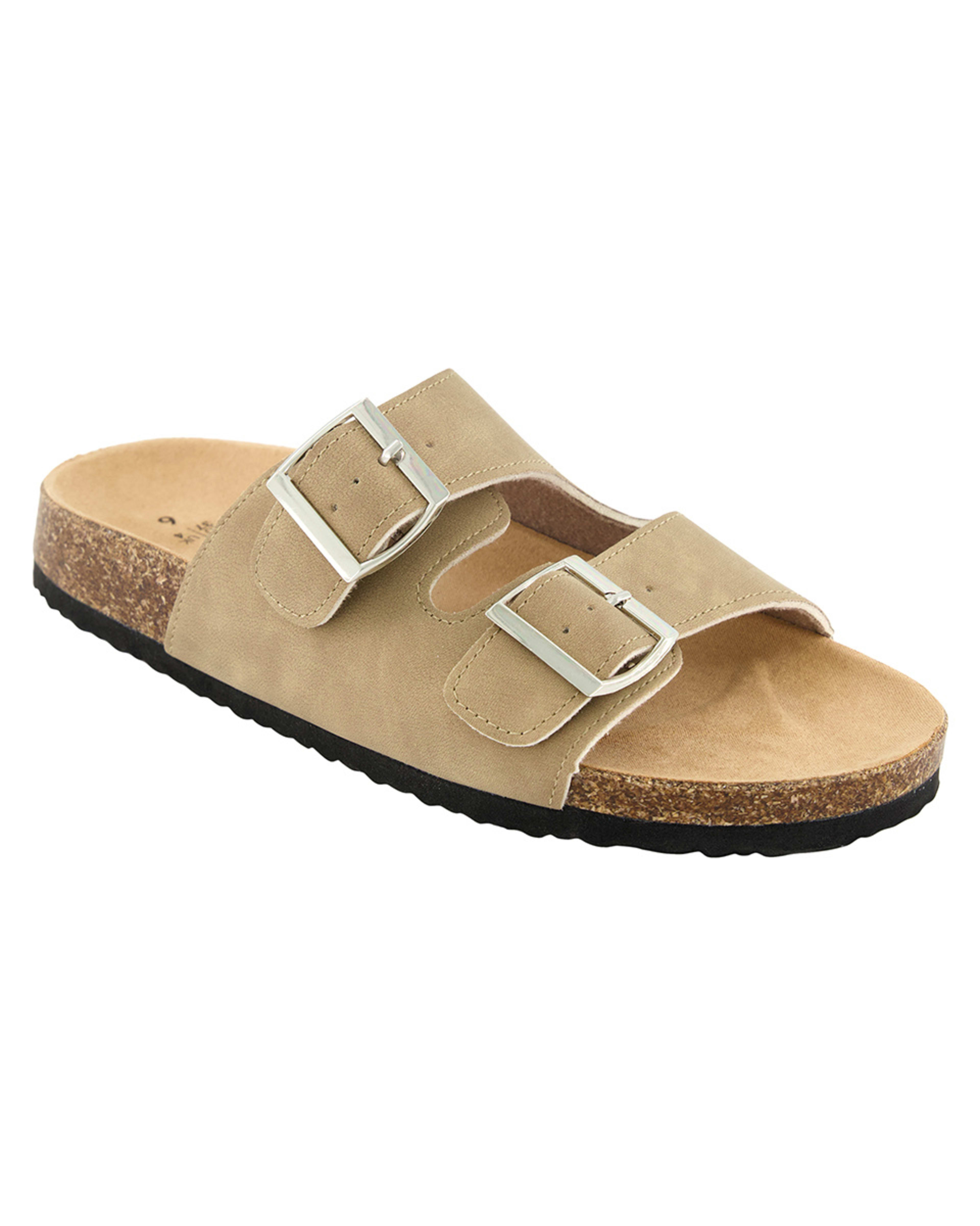 1 Double Buckle Footbed Slides OAT BEIGE