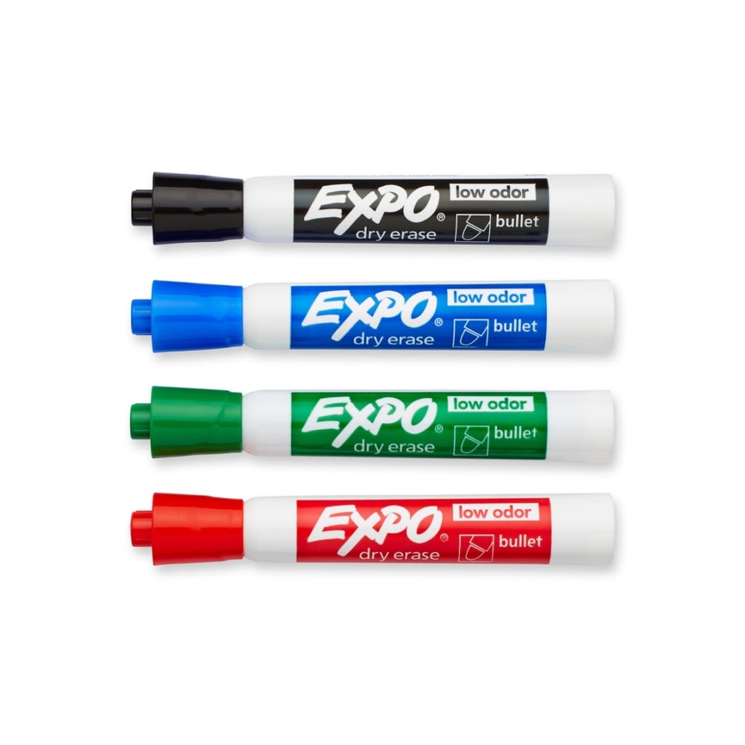 4 Pack Expo Dry Erase Whiteboard Marker Bullet Tip Business Assorted