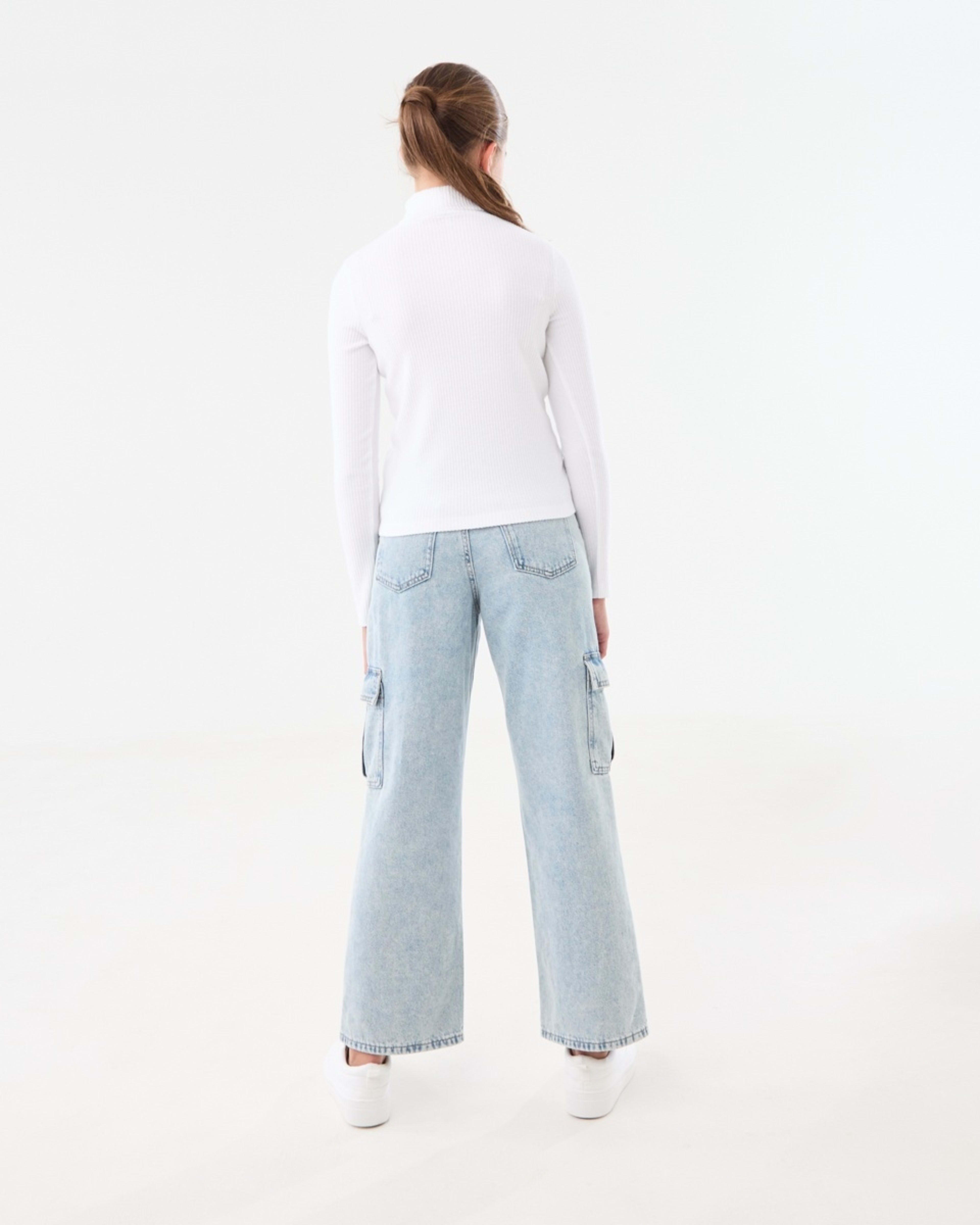 6 Long Sleeve Rib Skivvy Top White, 6 of 8