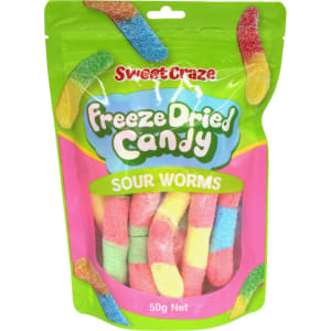 Sweet Craze Sour Worms Freeze Dried Candy 50g