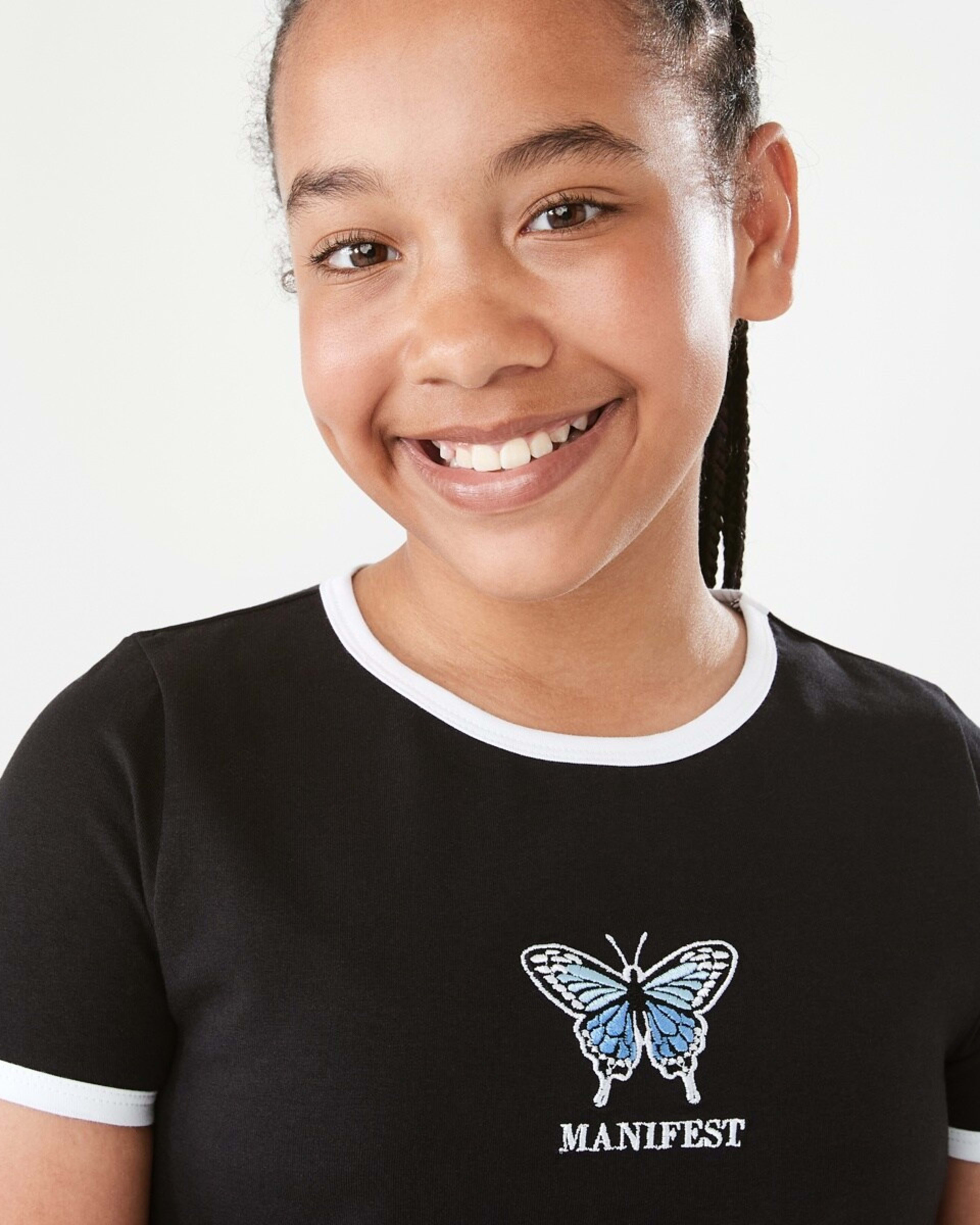 3 Short Sleeve Ringer T-shirt Manifest Butterfly Black, 3 of 9