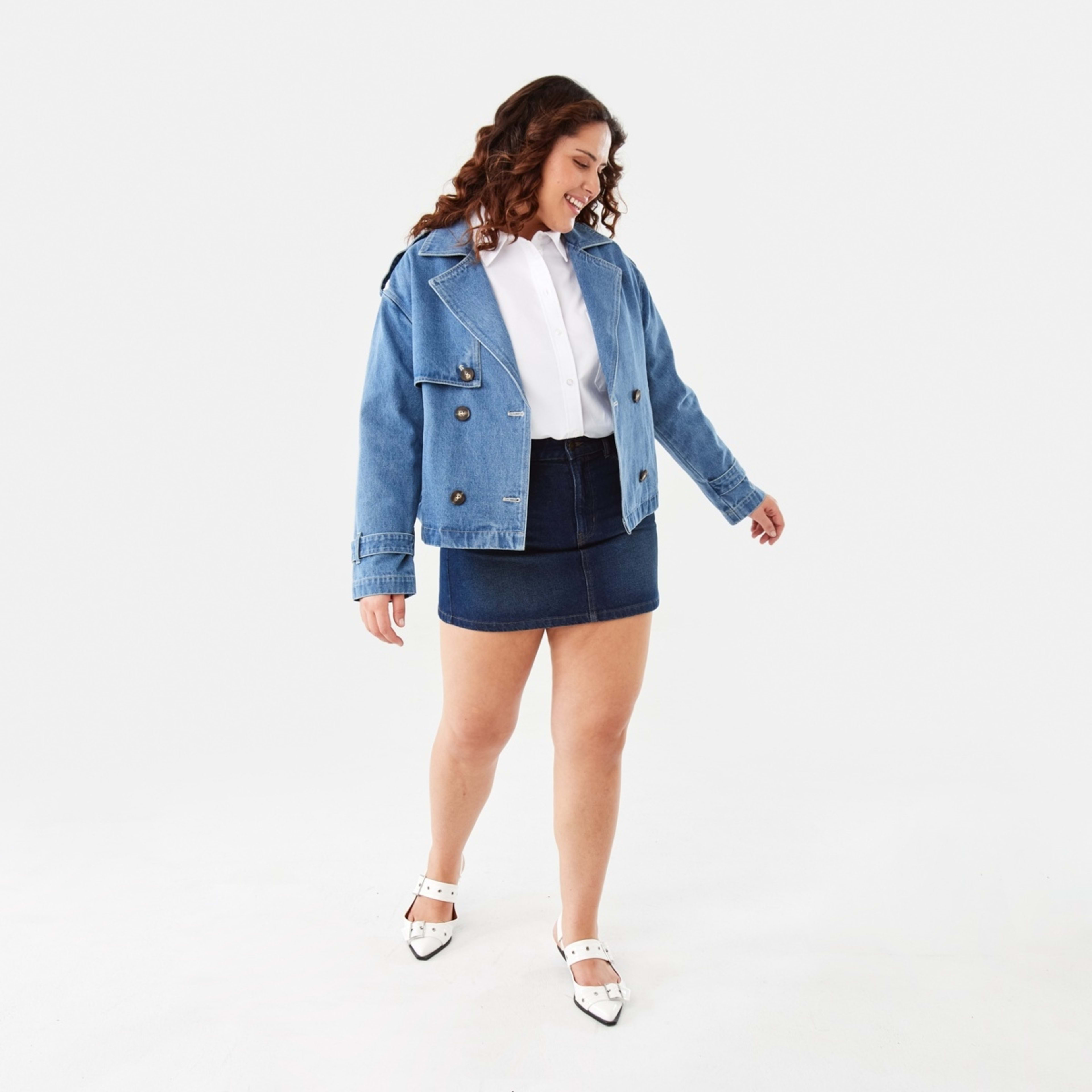 1 Denim Crop Trench Mid Wash, 1 of 10