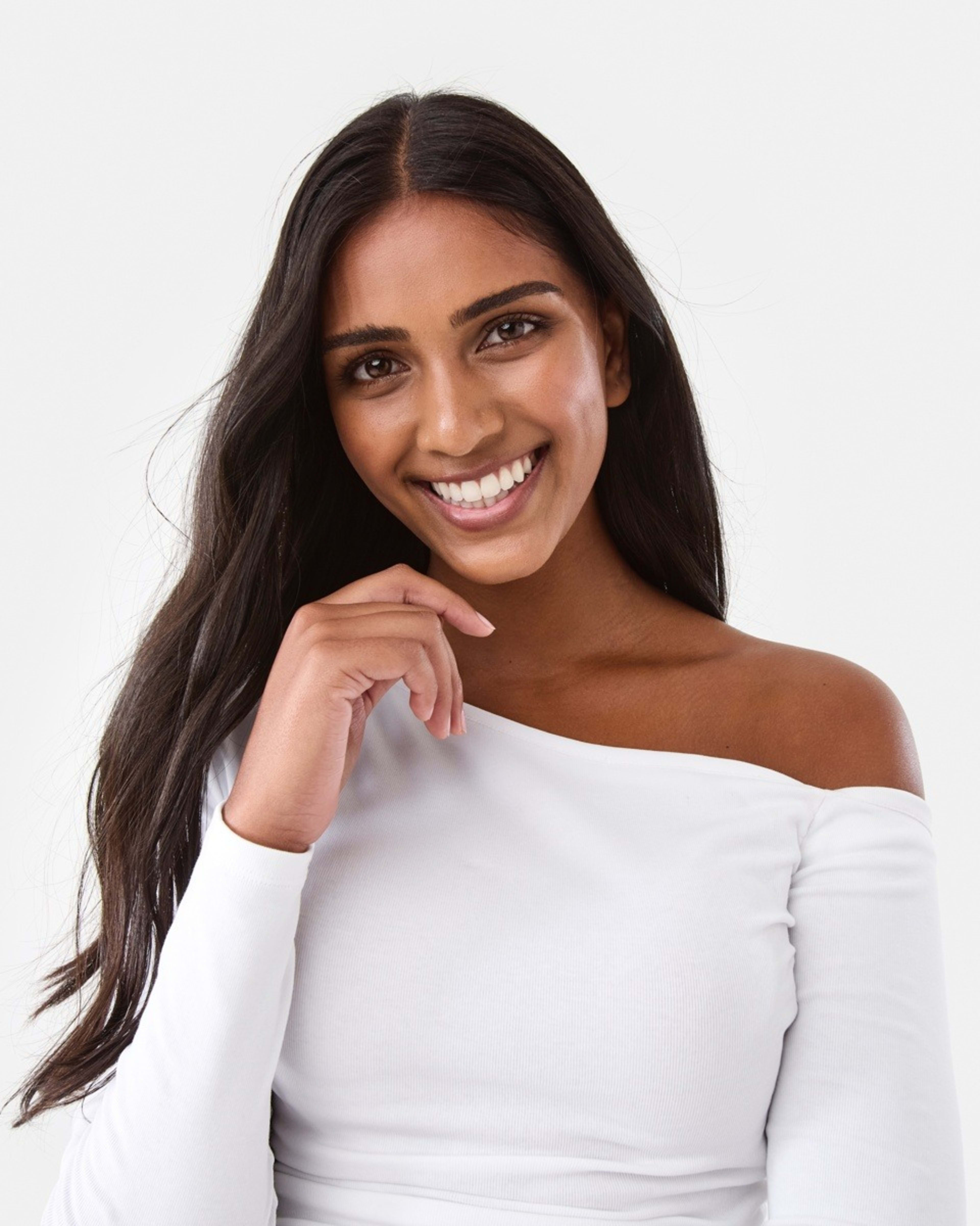 5 Long Sleeve Off Shoulder Ruched Top Ecru, 5 of 8