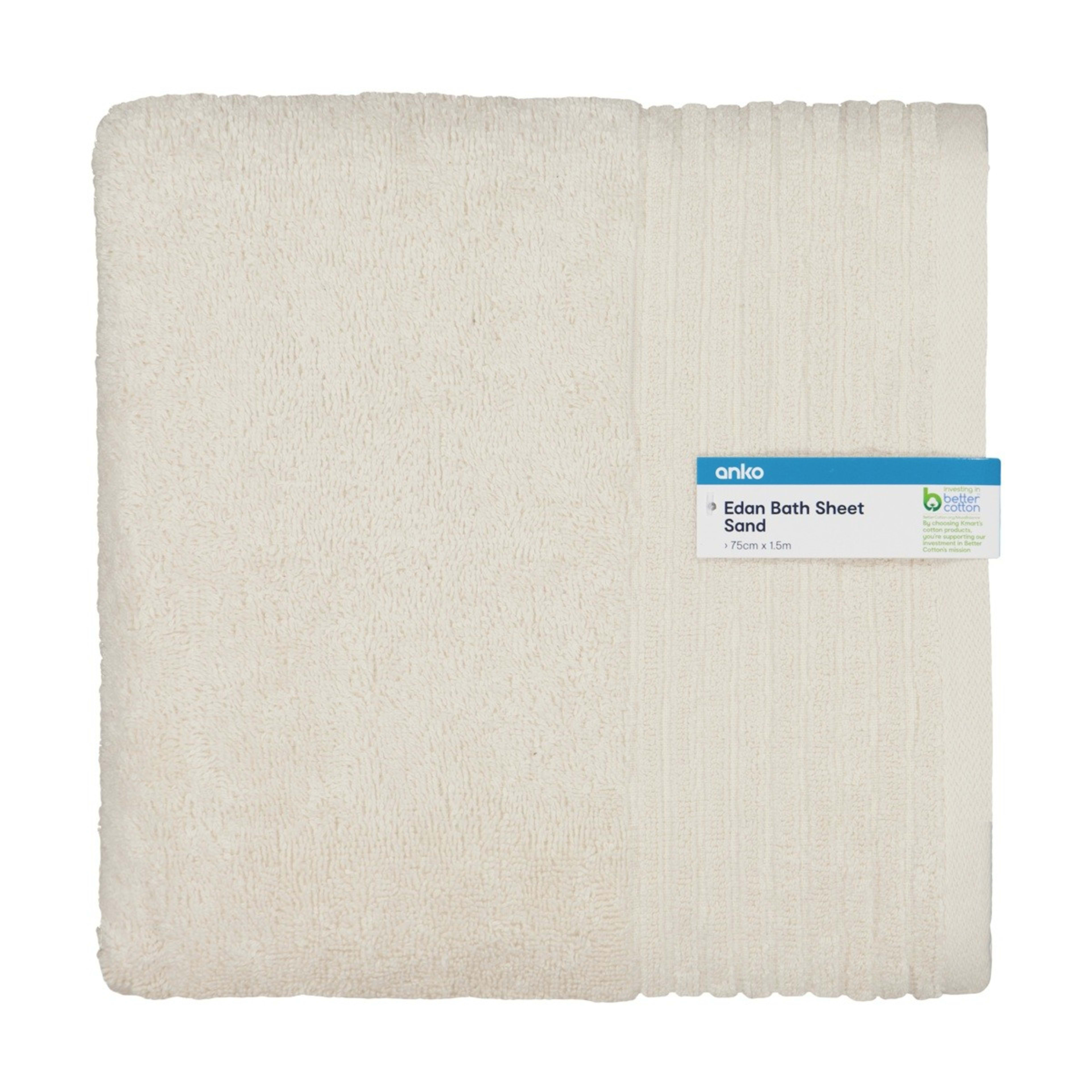5 Edan Cotton Bath Sheet - Sand, 5 of 6