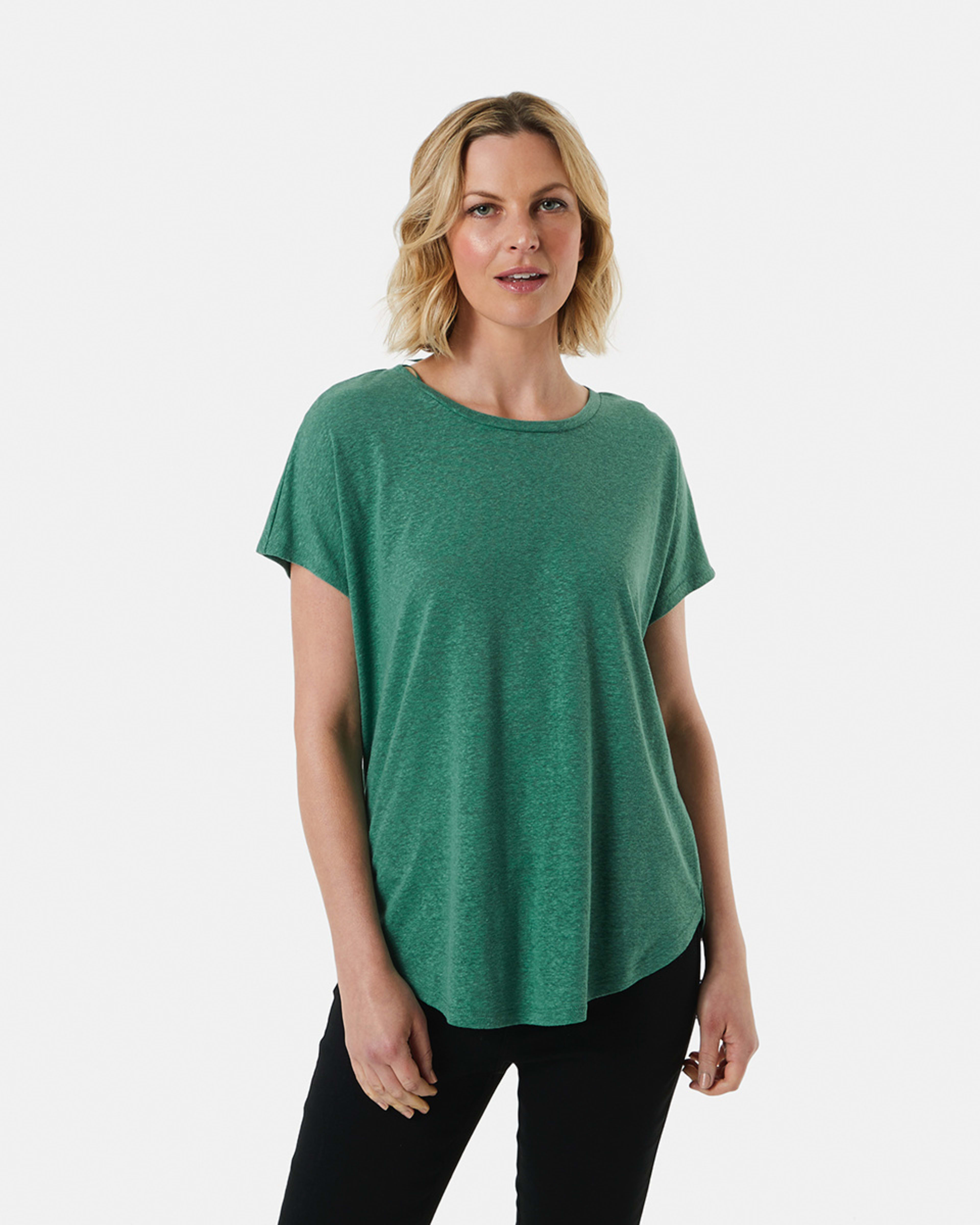 Linen Blend Extended Sleeve Tee Kmart
