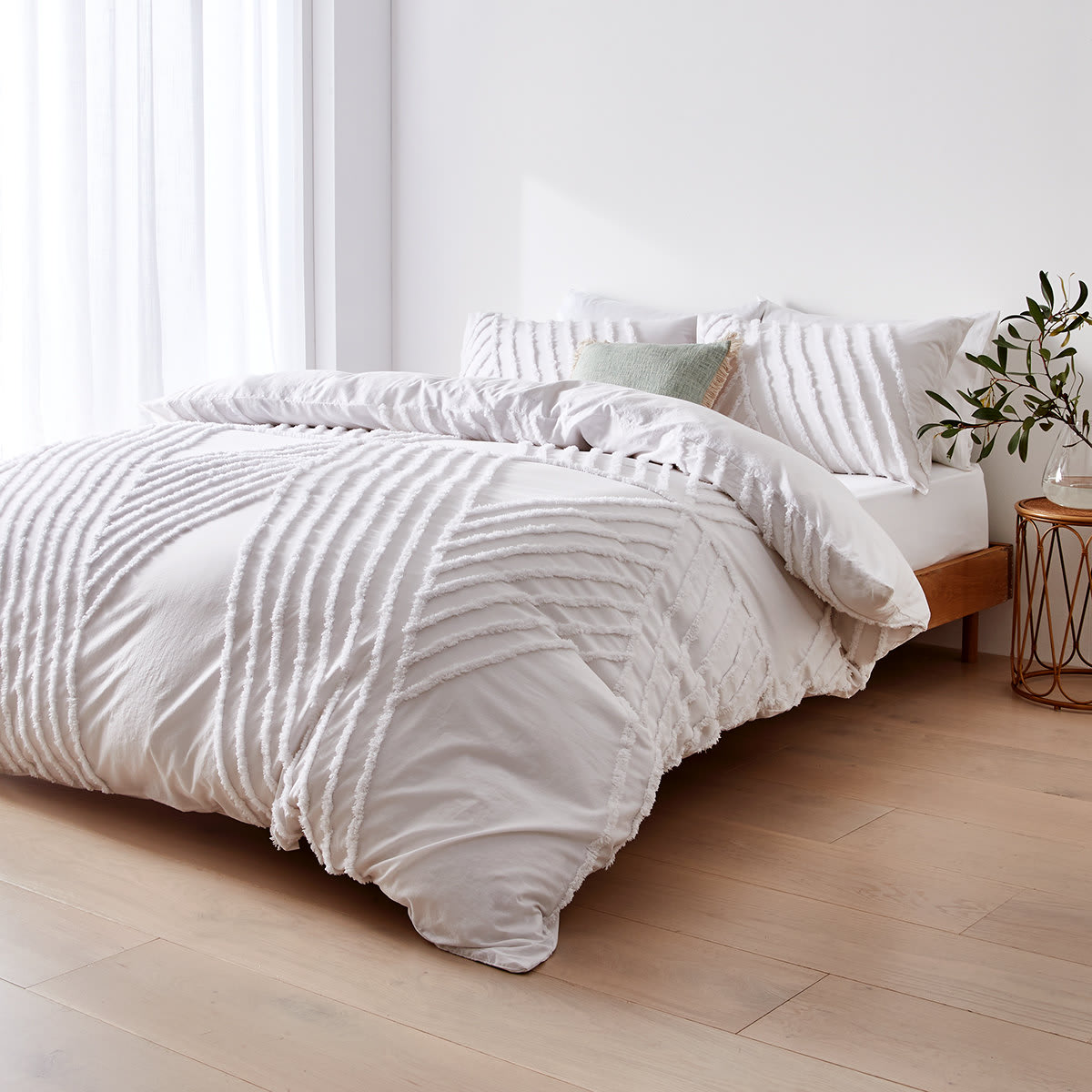 Tarni Cotton Quilt Cover Set King Bed, White Kmart