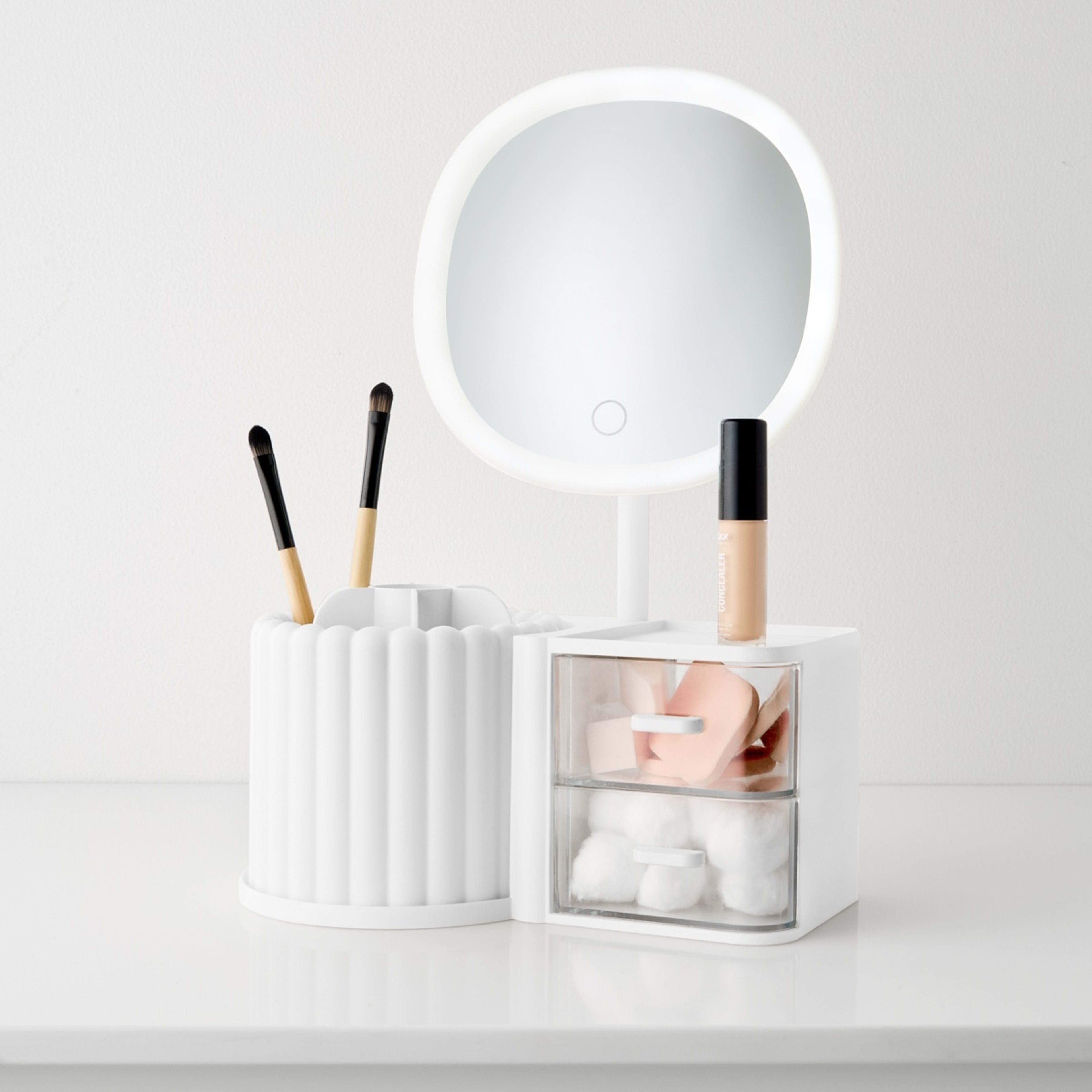 1 Cosmetic Organiser with Mirror - White, 1 of 10