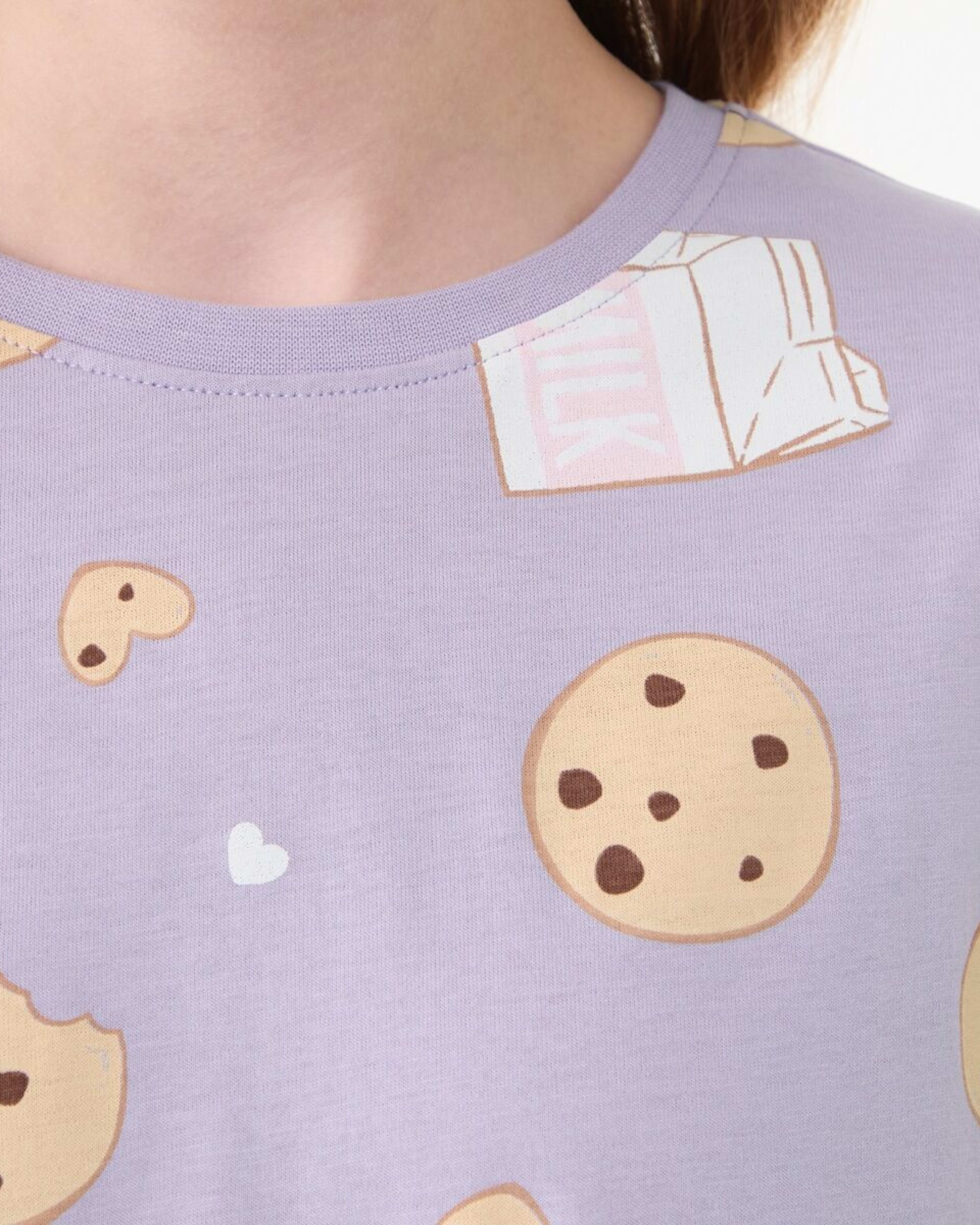 4 Short Sleeve Top Jersey Pyjama Set PURPLE COOKIE, 4 of 6