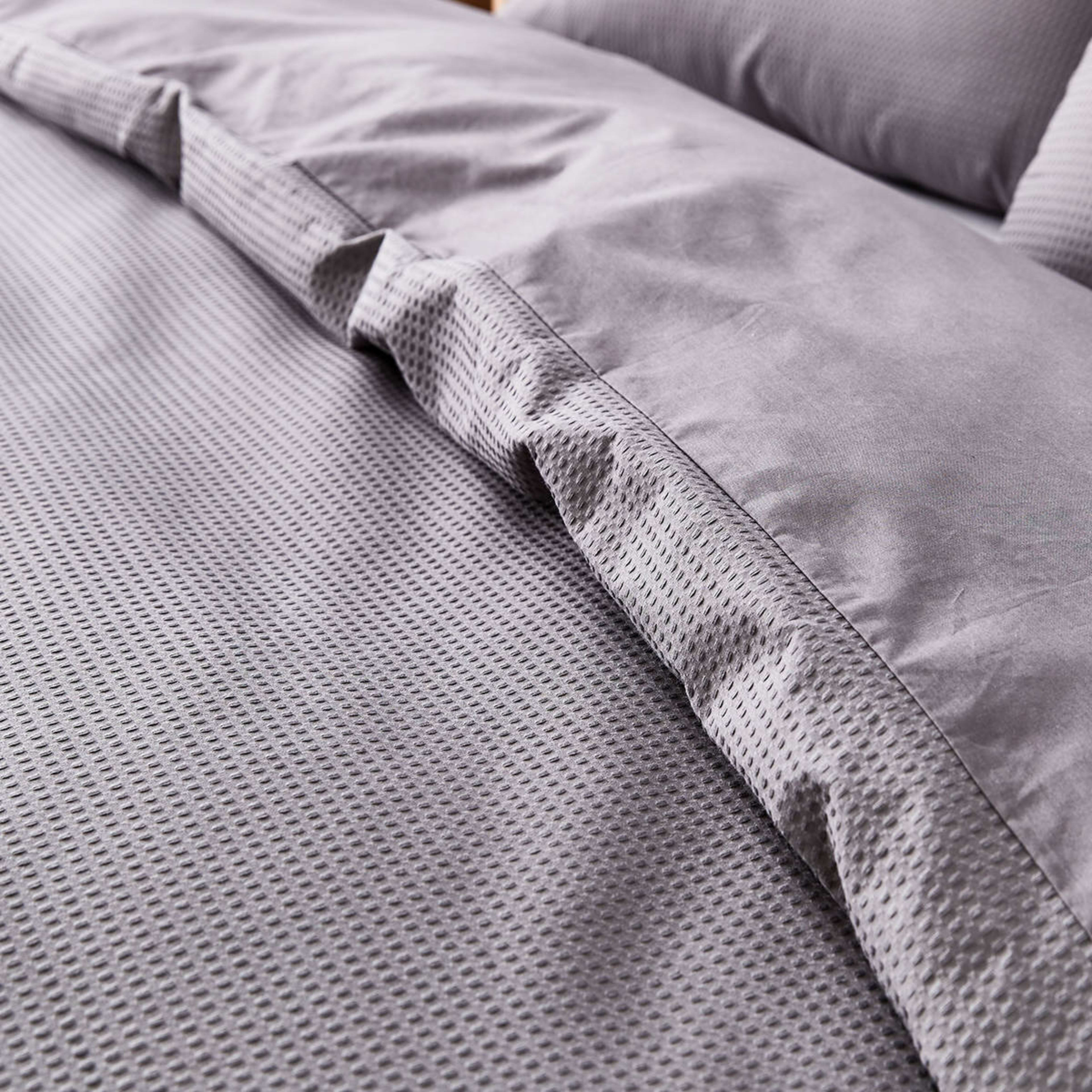 4 Waffle Cotton Quilt Cover Set - Super King, Charcoal, 4 of 10