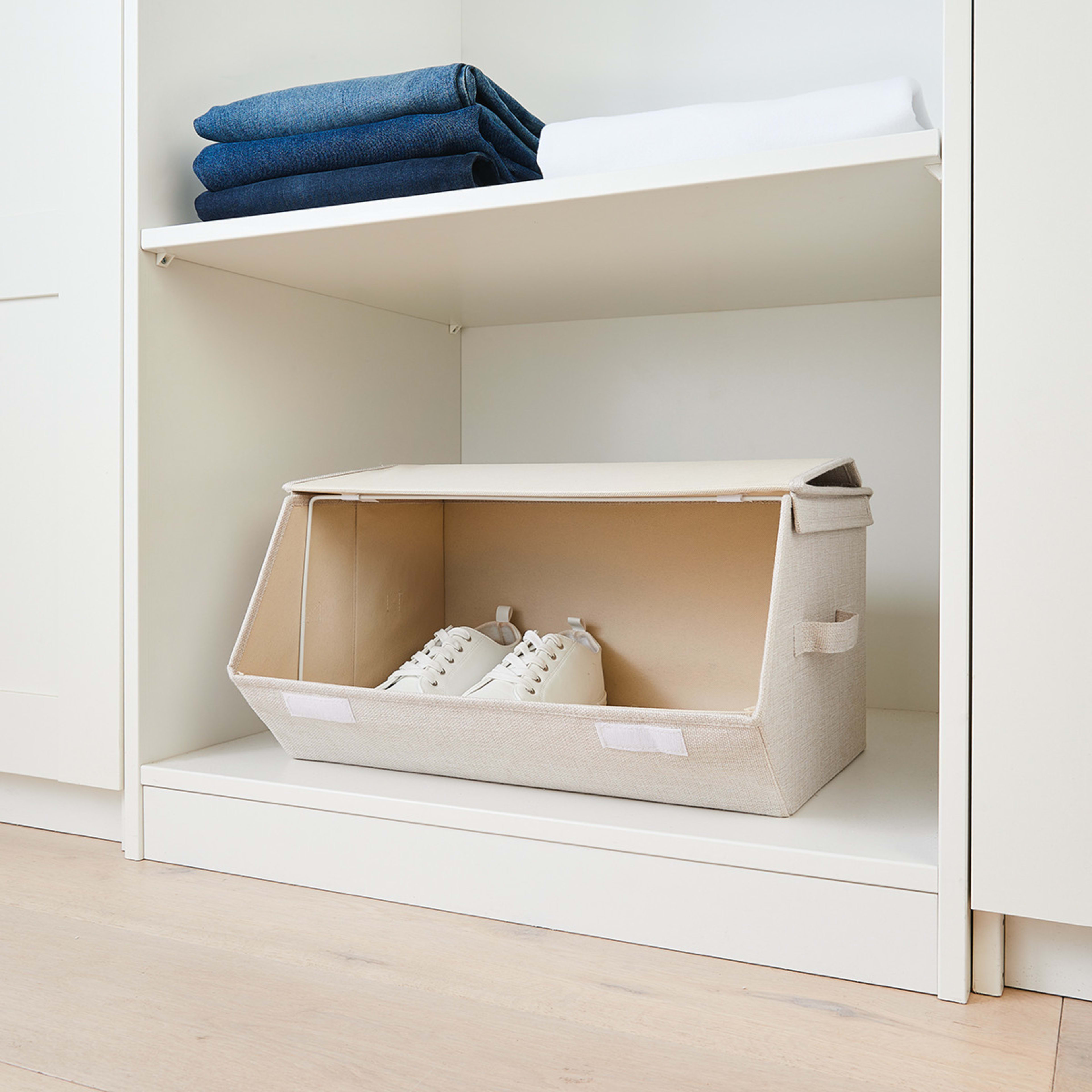 1 Stackable Linen Look Box - Beige