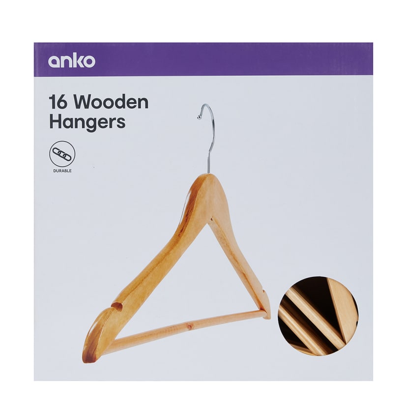 16 Wooden Hangers Kmart