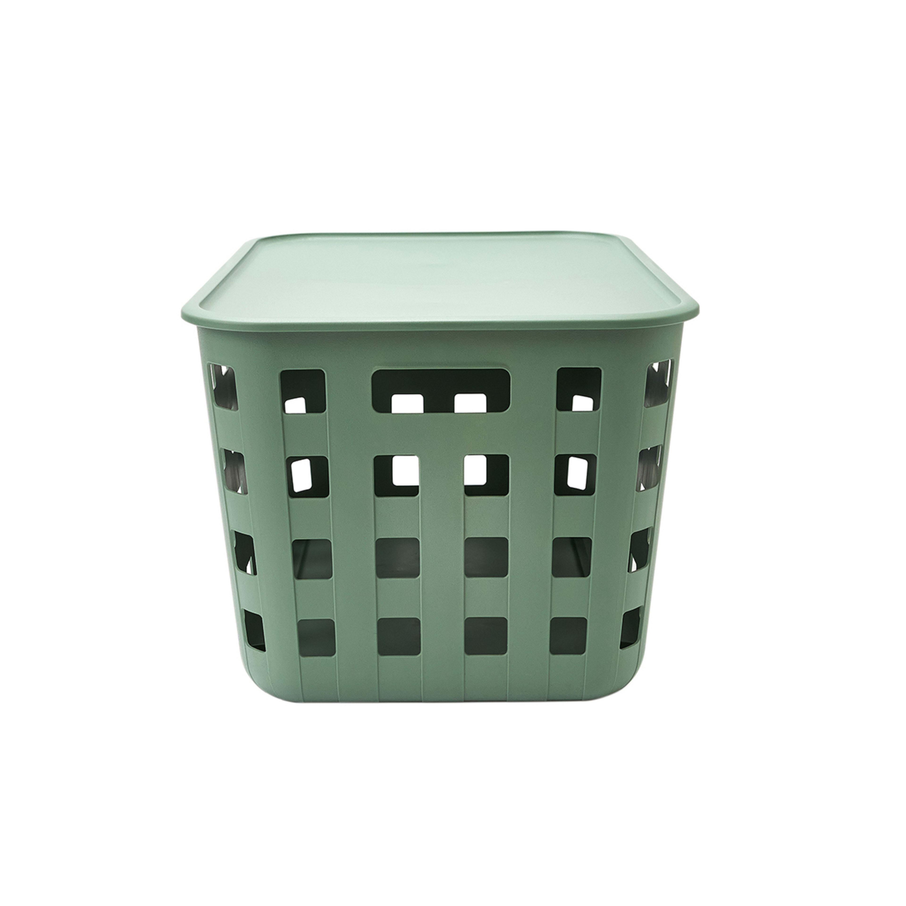 3 45L Rectangle Trellis Basket with Lid - Green, 3 of 8