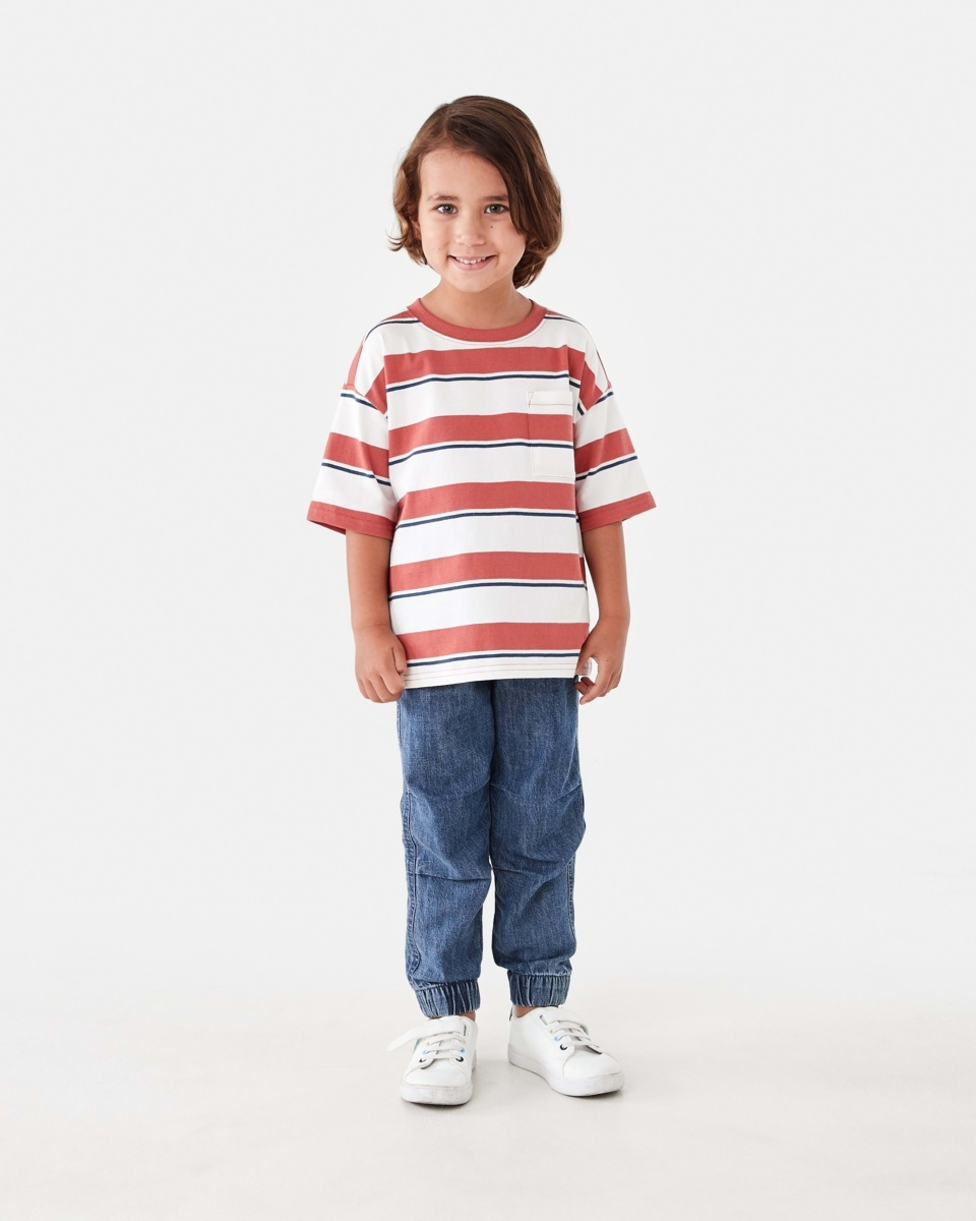 6 Oversized Stripe T-shirt North Stripe Washed Red, 6 of 9