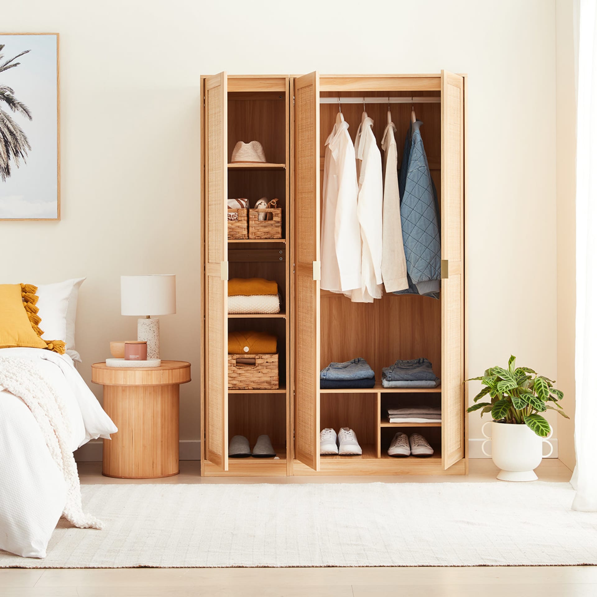 Rattan Wardrobe 5 Tier Adjustable Shelves Kmart