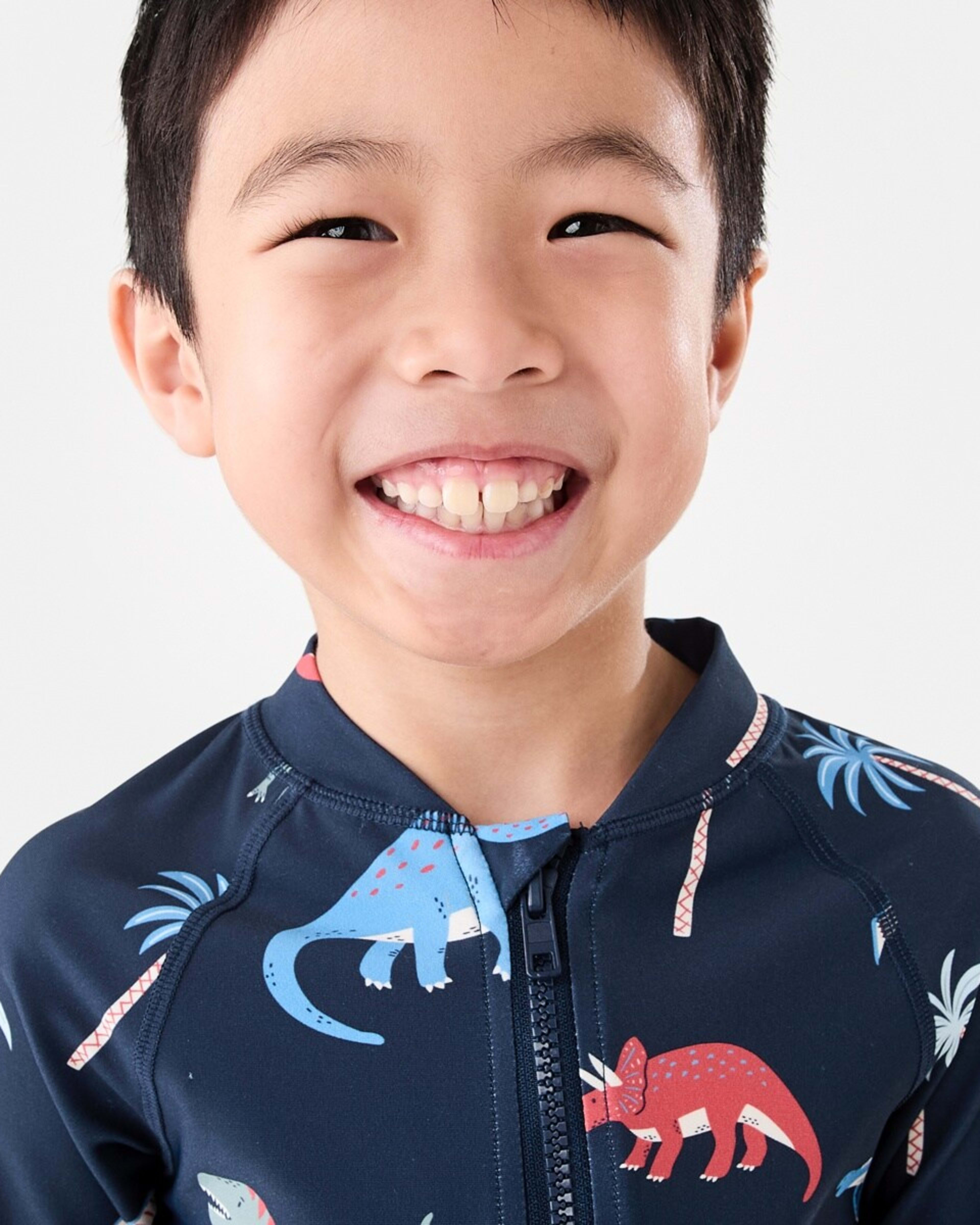 3 Long Sleeve Swimsuit Nvy Dino, 3 of 4