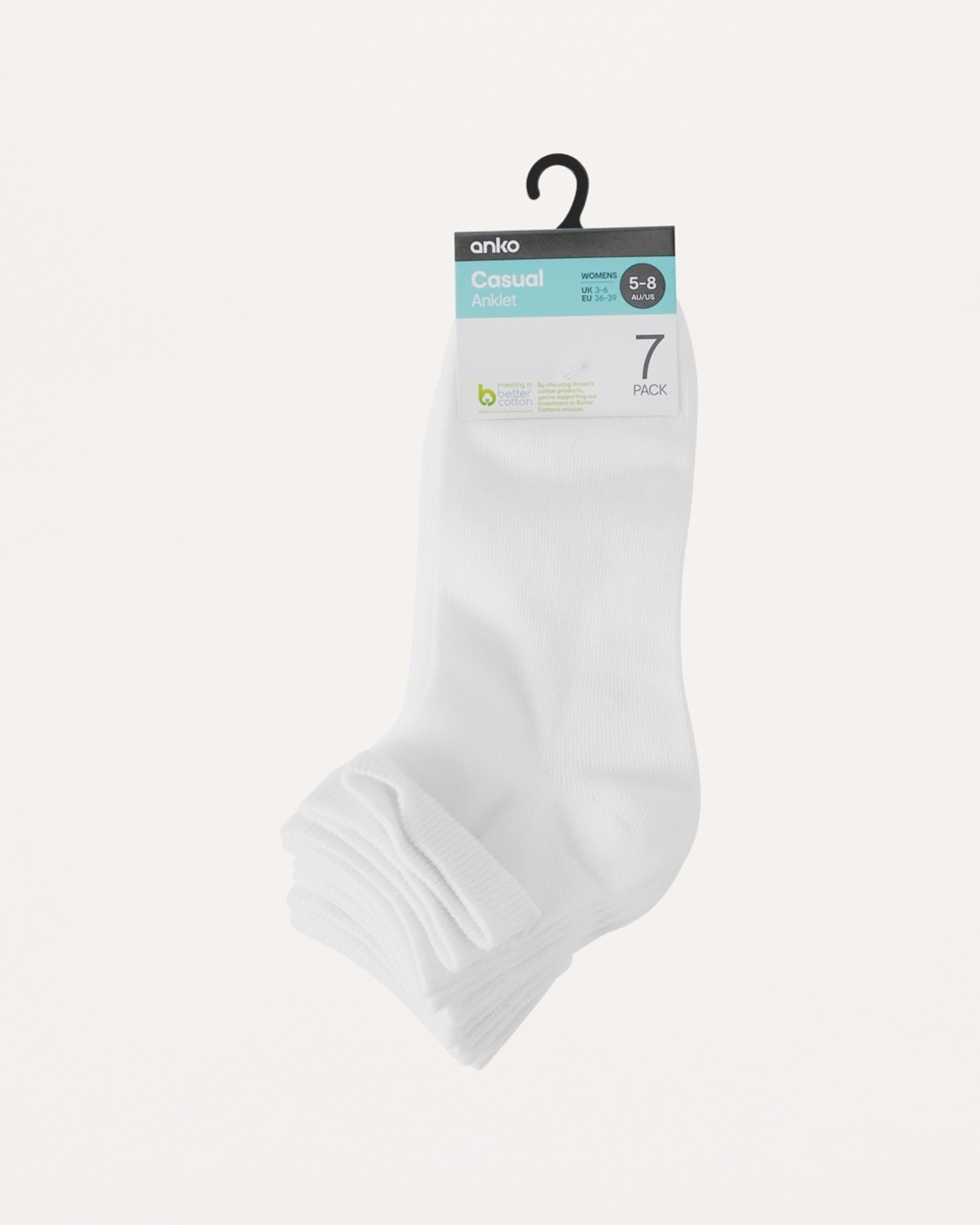 3 7 Pack Plain Anklets White, 3 of 3