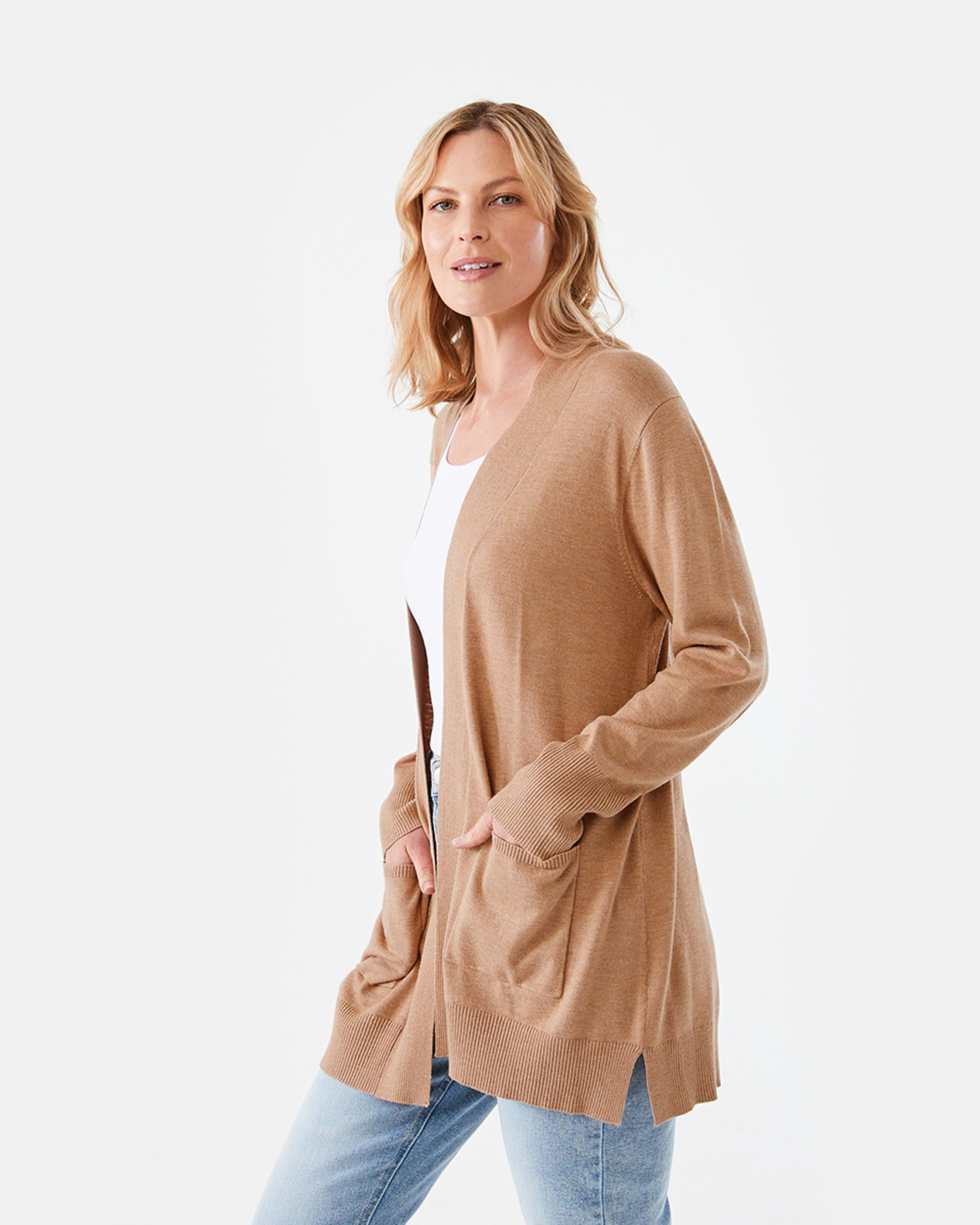 2 Edge to Edge Cardigan Sand Mrl, 2 of 6