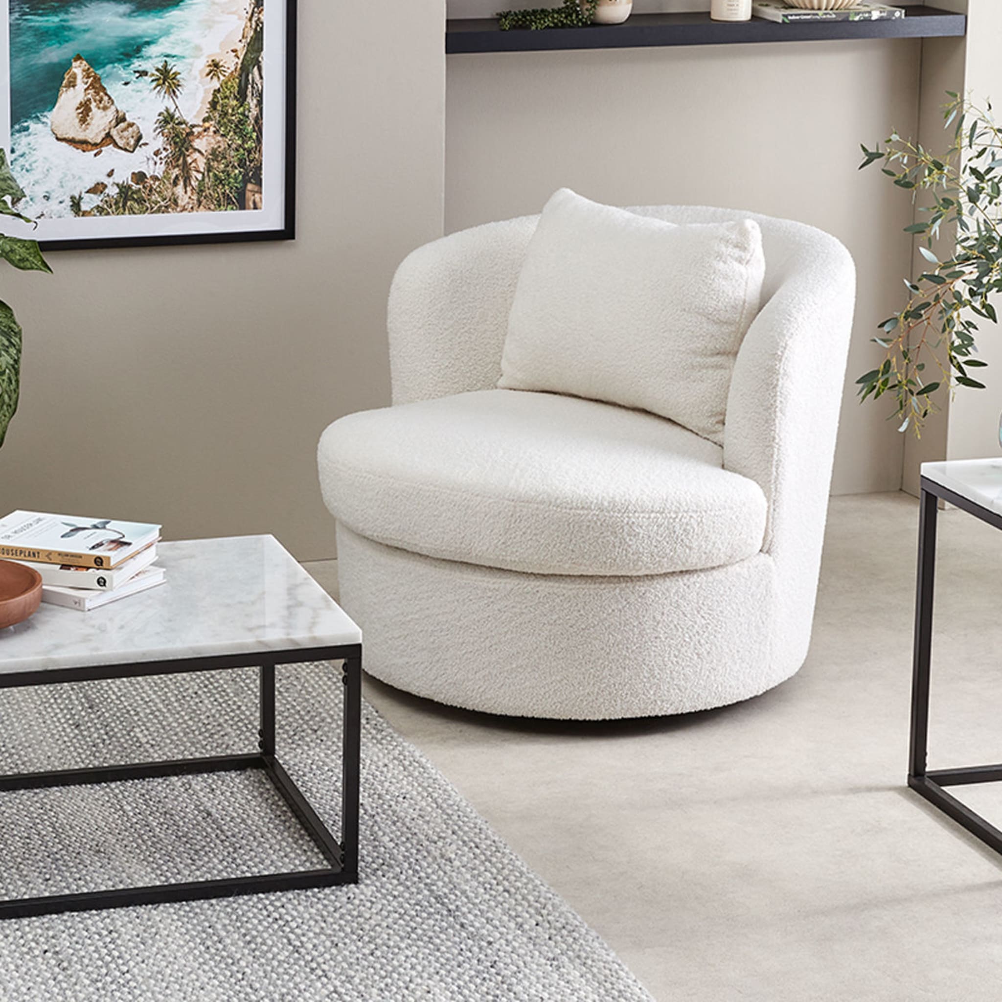 Boucle Swivel Chair - Kmart