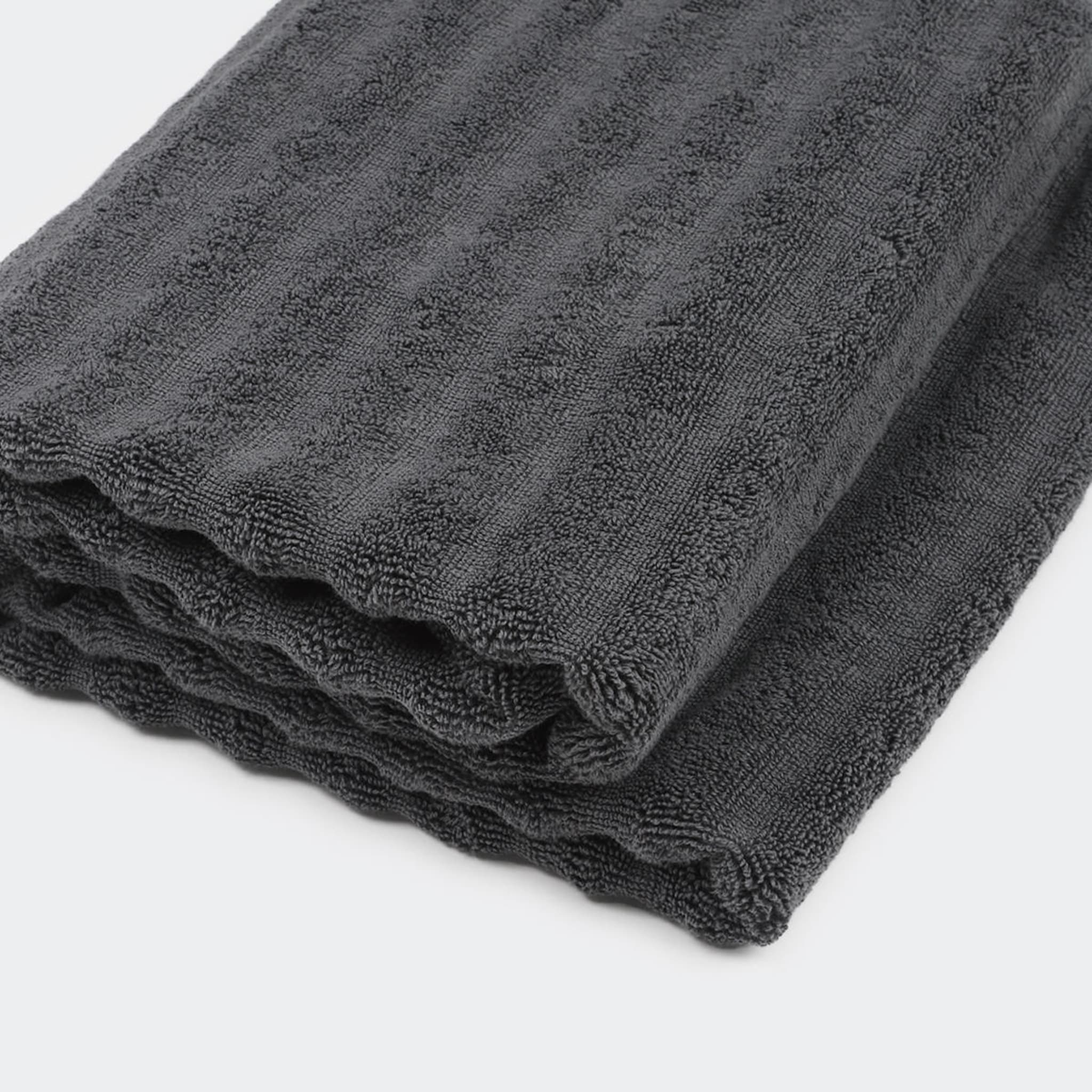 Thick Ribbed Australian Cotton Bath Towel Grey Kmart