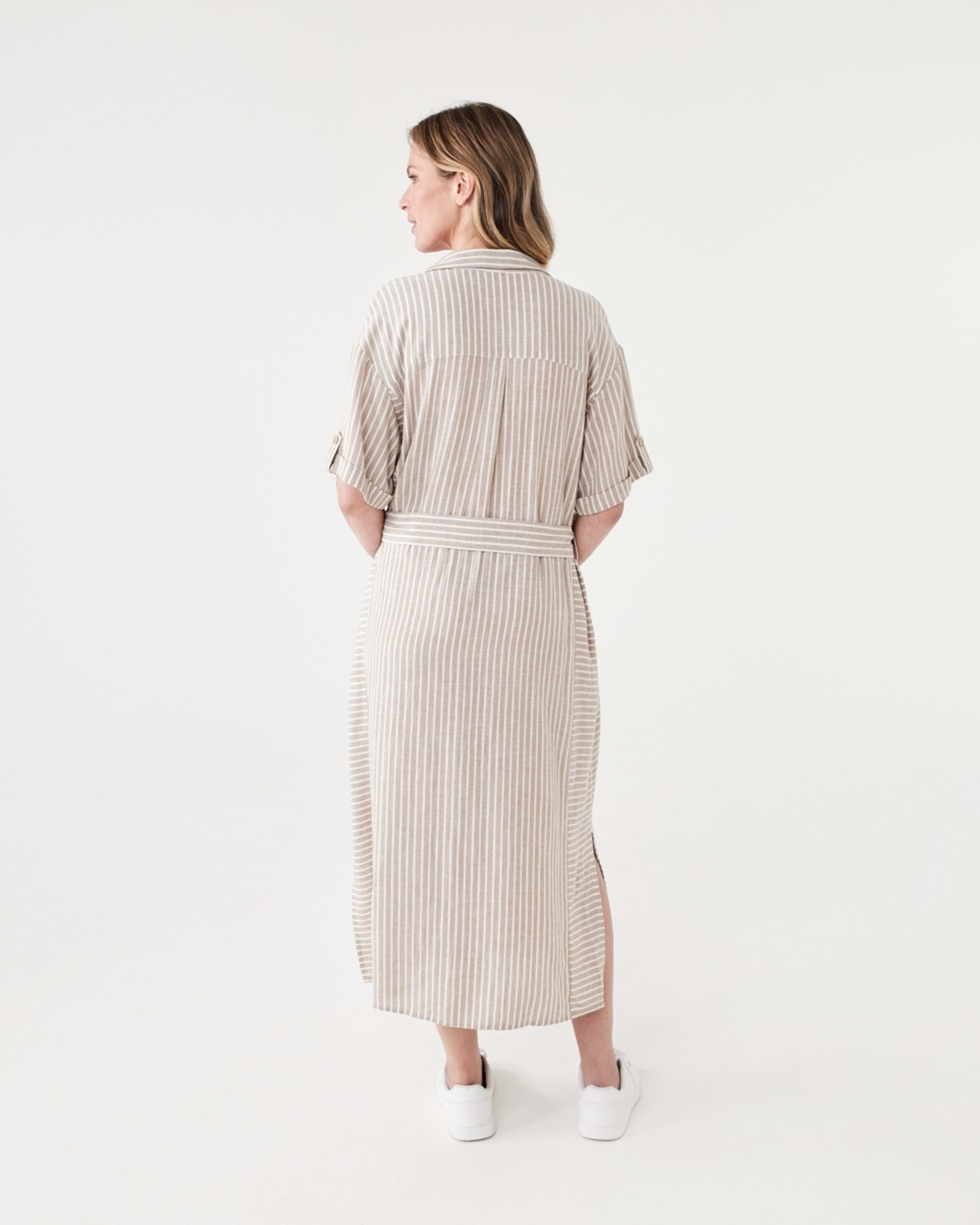 3 Short Sleeve Utility Shirt Midi Dress RESORT STRIPE DUNE BEIGE, 3 of 7